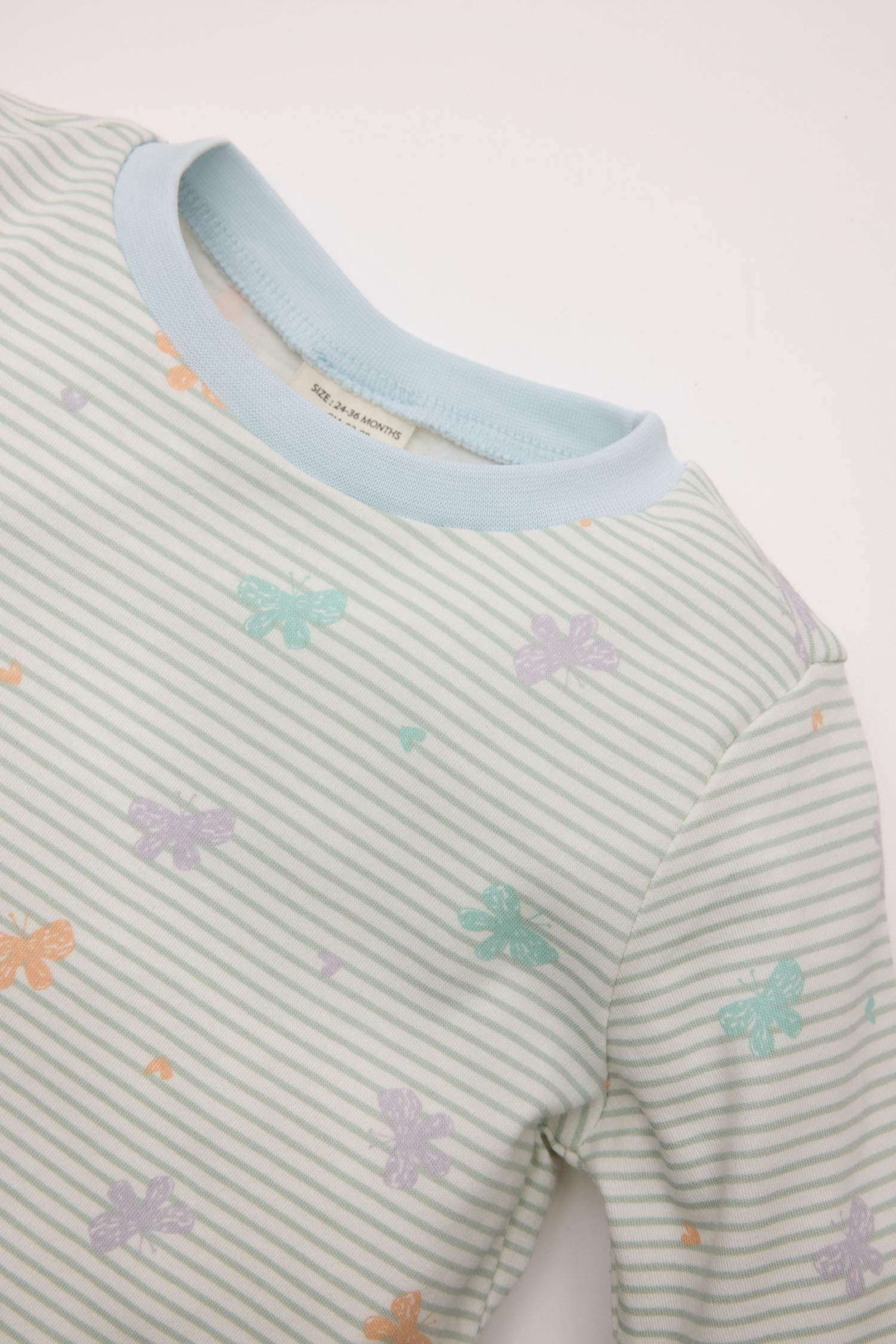 Baby Girl Butterfly Patterned Top Bottom 2 Piece Pajama Set