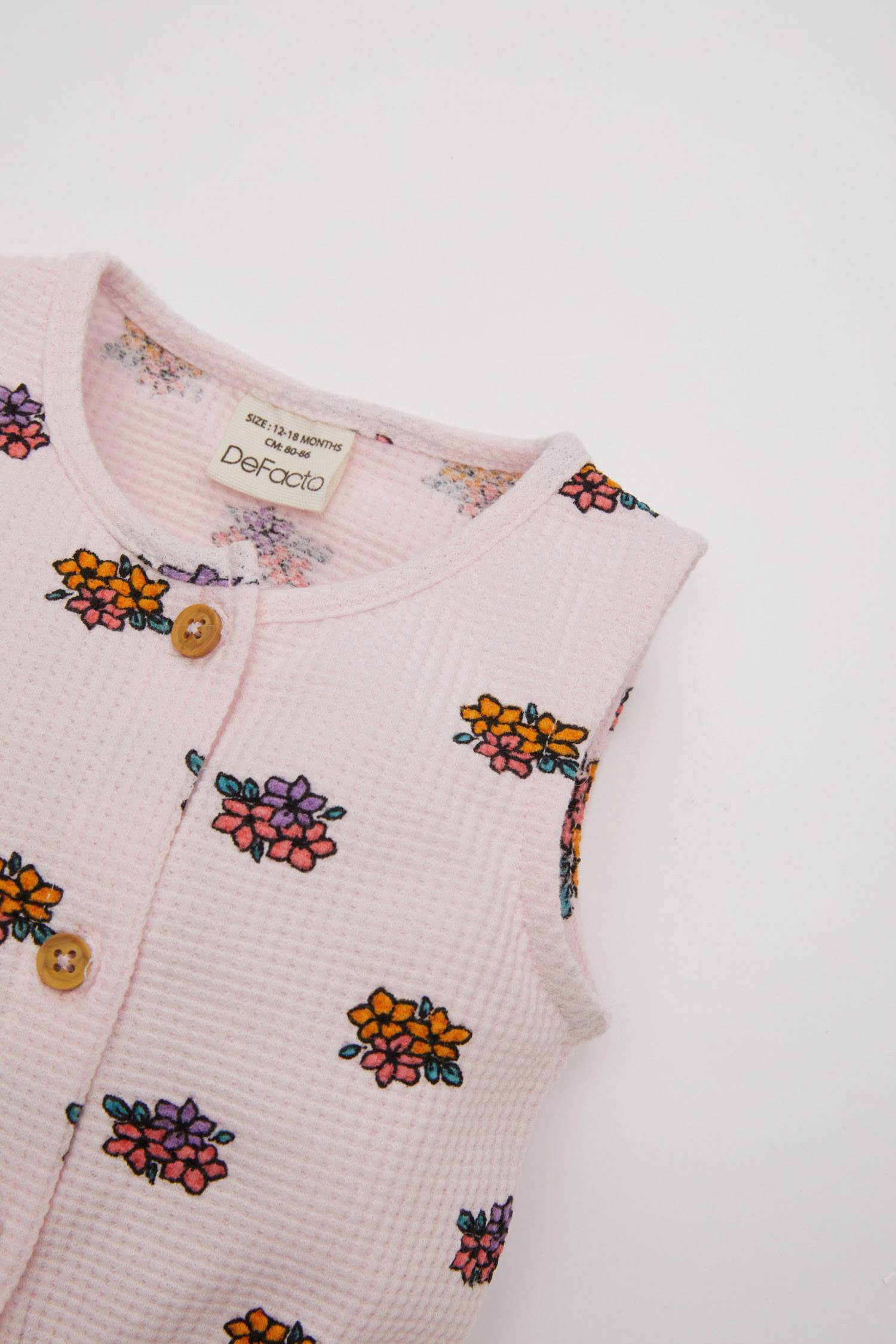 Baby Girl Floral Waffle Jumpsuit Hair Band 2 Piece Set