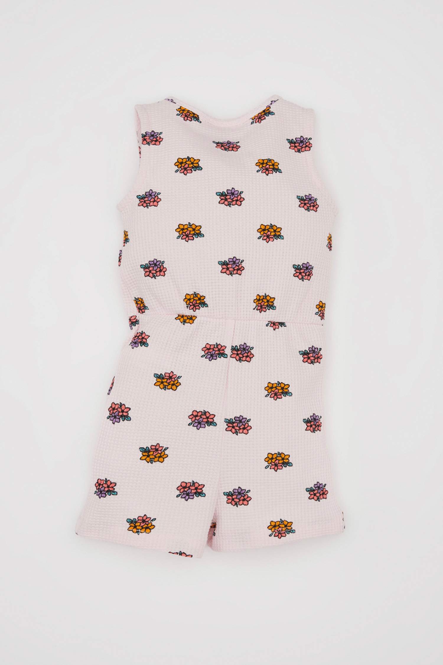 Baby Girl Floral Waffle Jumpsuit Hair Band 2 Piece Set