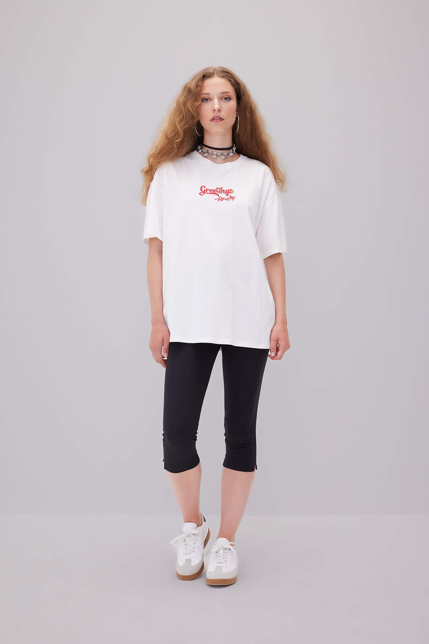 T-Shirt Oversize Imprimé Col Rond Manches Courtes
