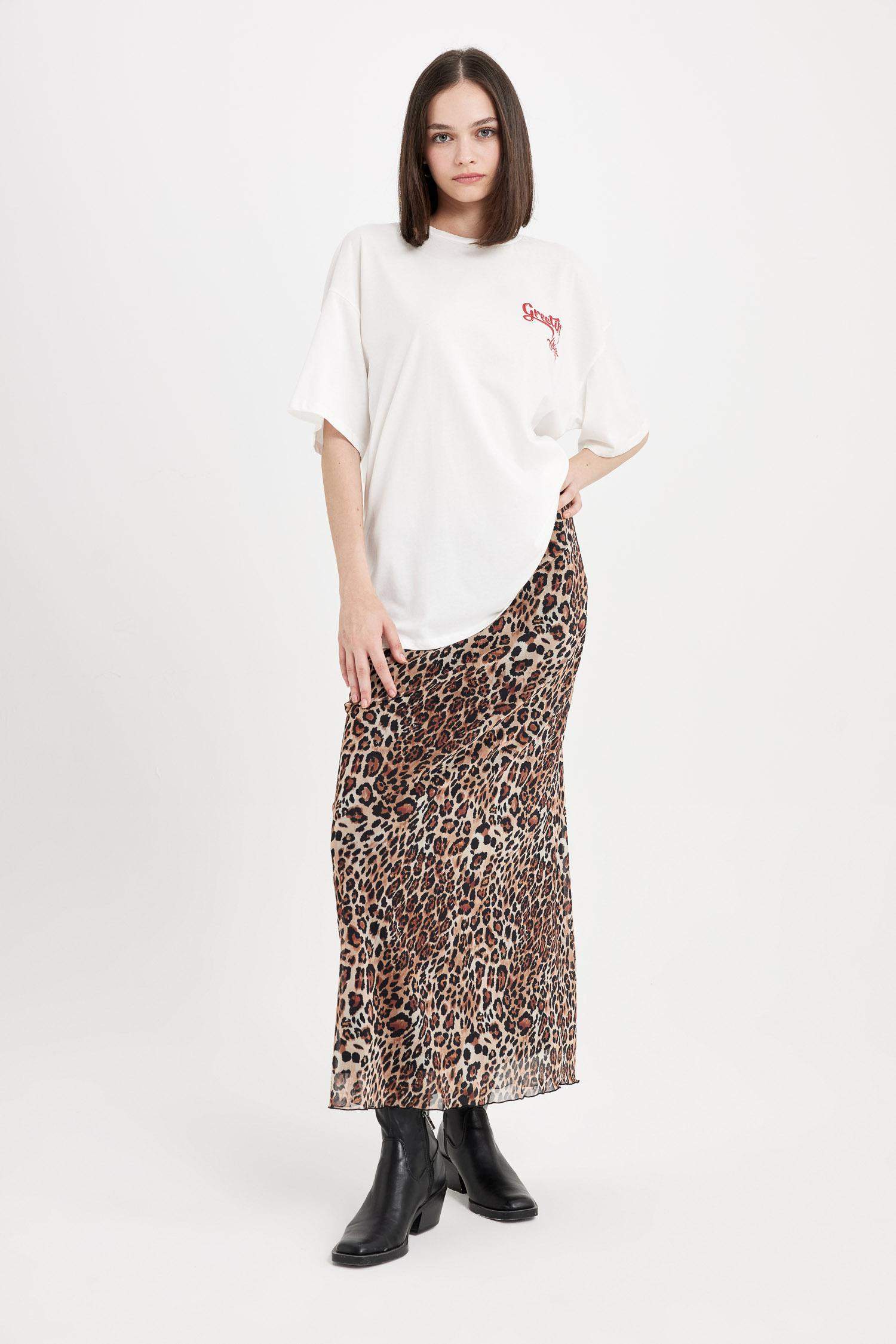 T-Shirt Oversize Imprimé Col Rond Manches Courtes