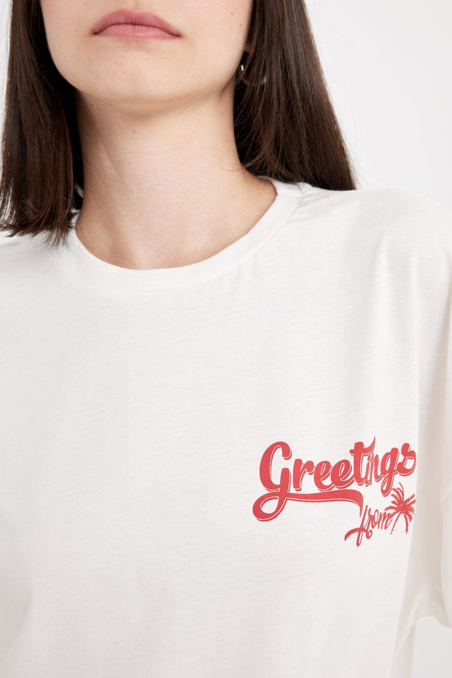 T-Shirt Oversize Imprimé Col Rond Manches Courtes