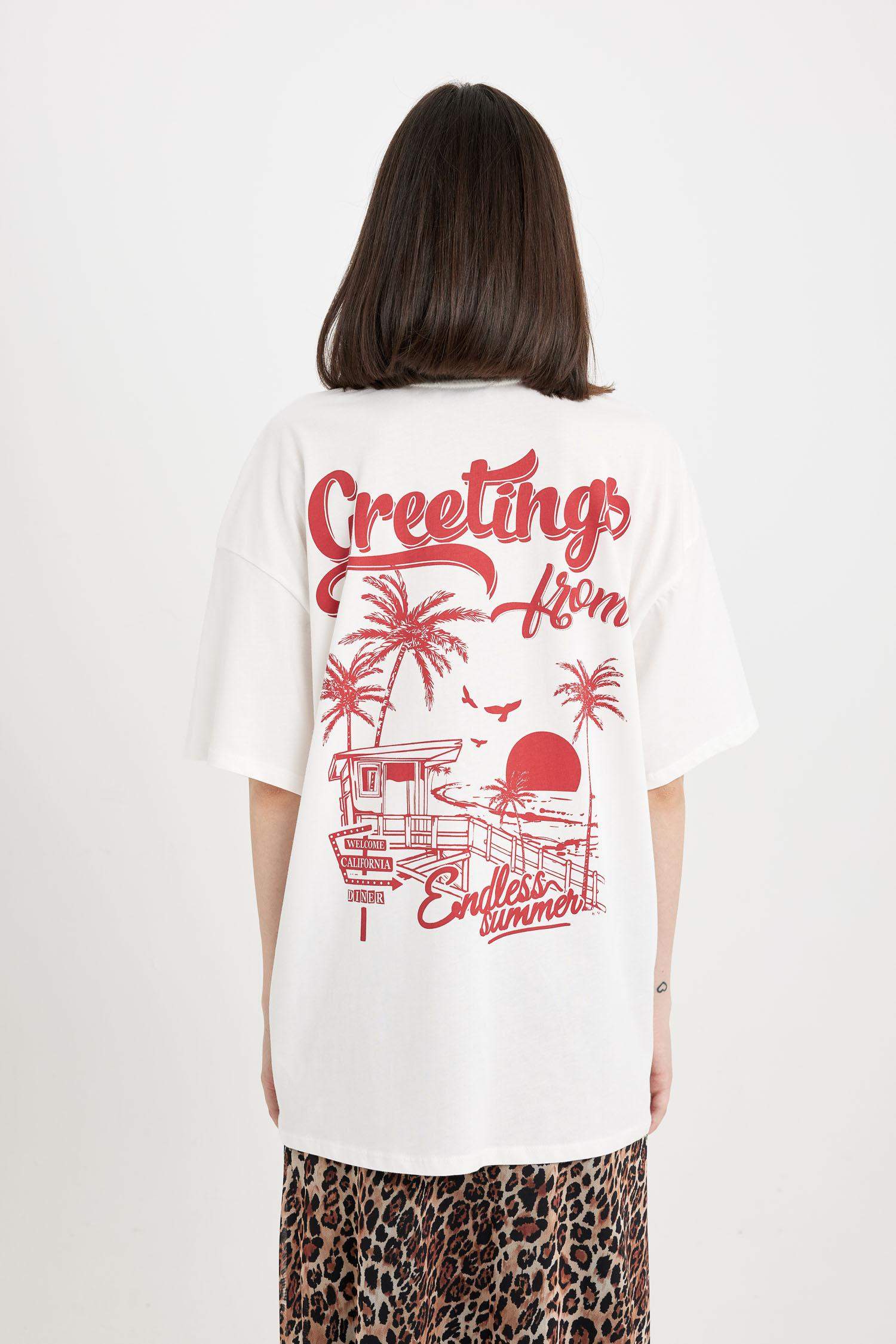 T-Shirt Oversize Imprimé Col Rond Manches Courtes