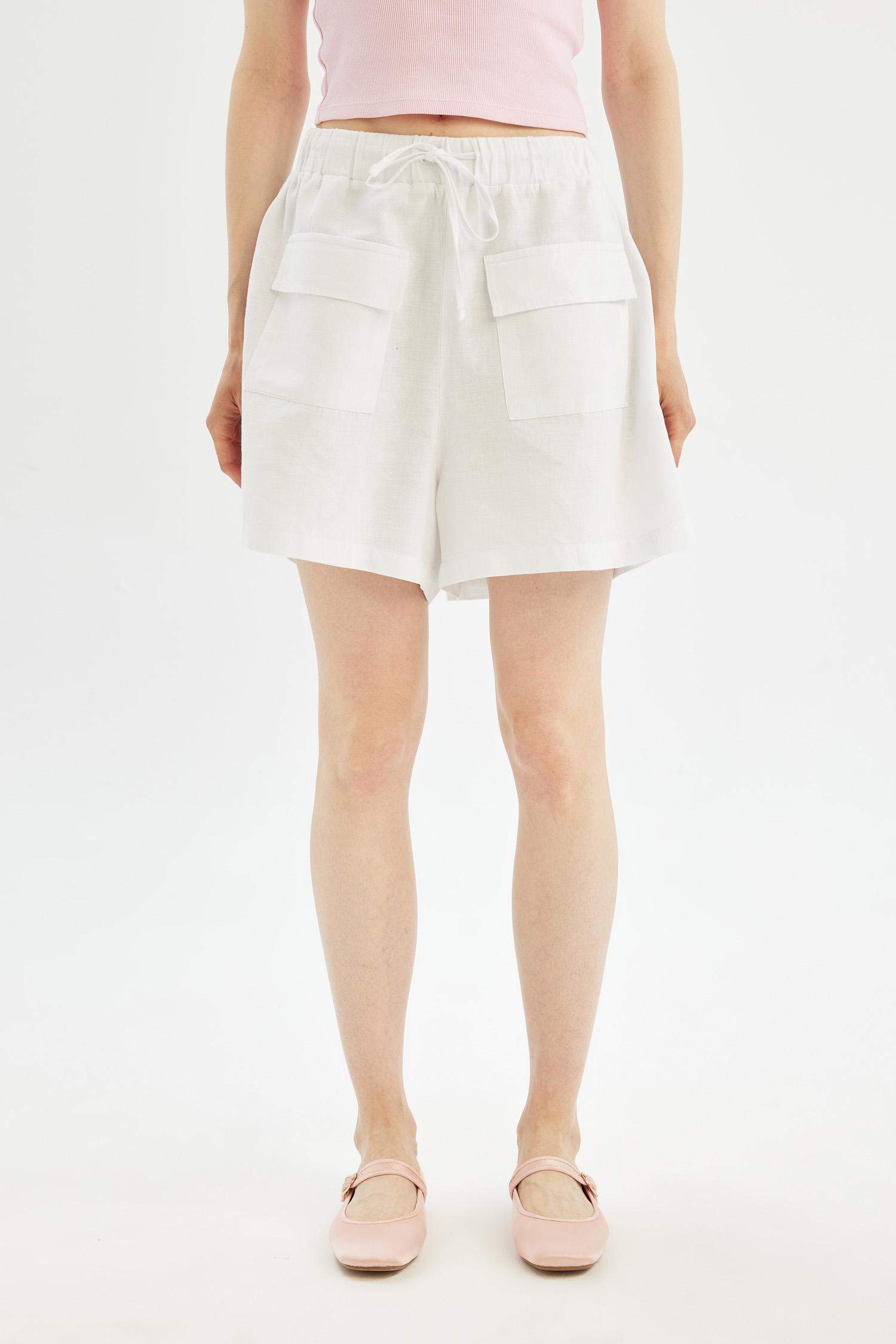 Relax Fit Linen Blended Normal Waist Short Leg Shorts