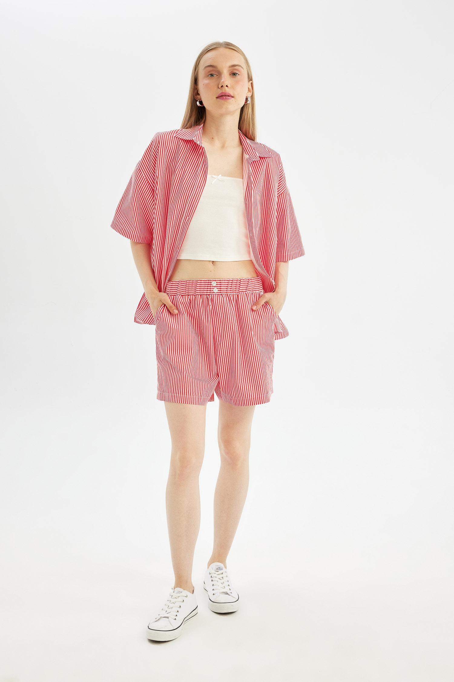 Regular Fit Normal Waist Short Leg Poplin Shorts