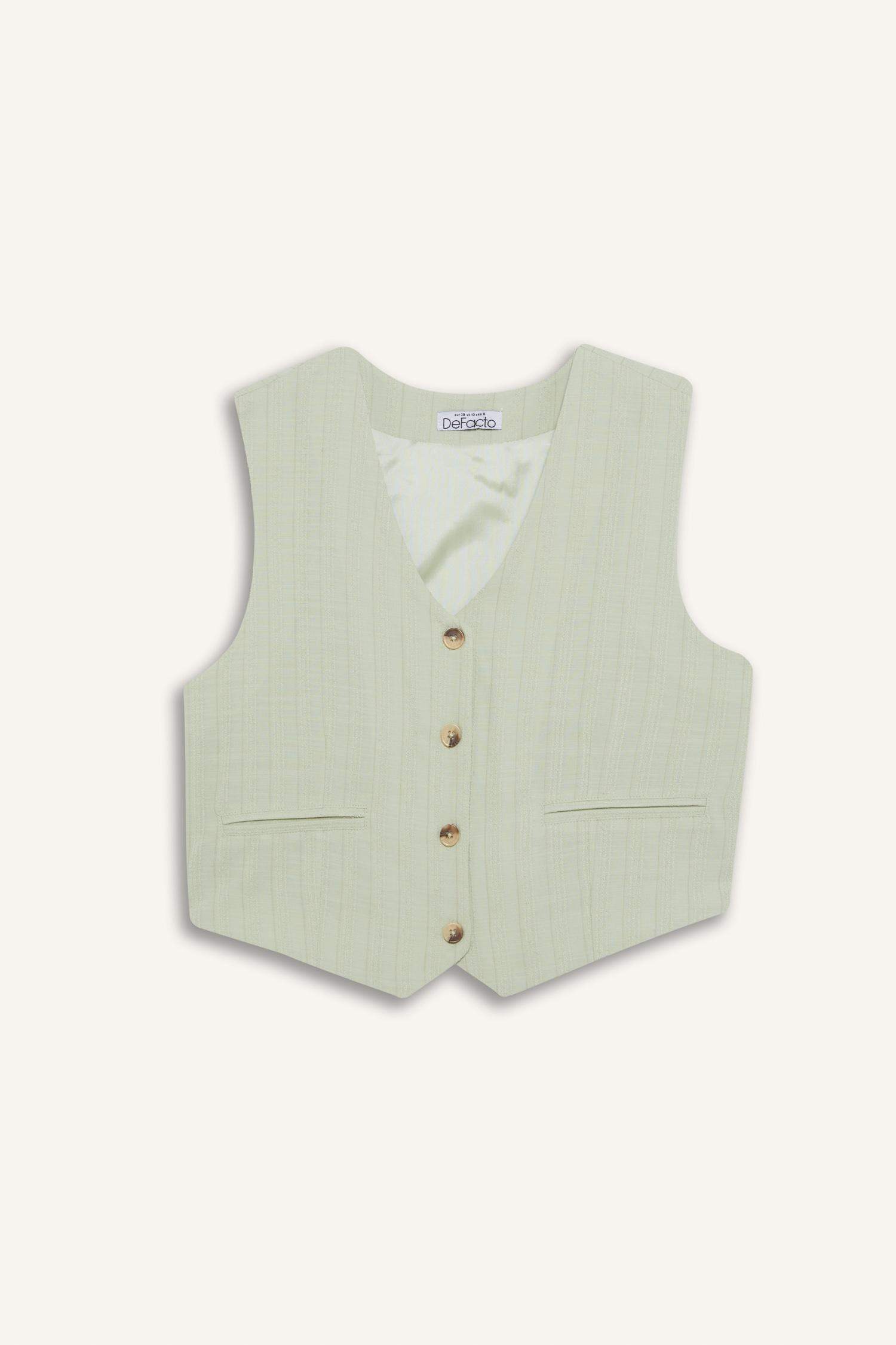 Регулярный жилет-блейзер из льняной смеси с V-образным вырезом