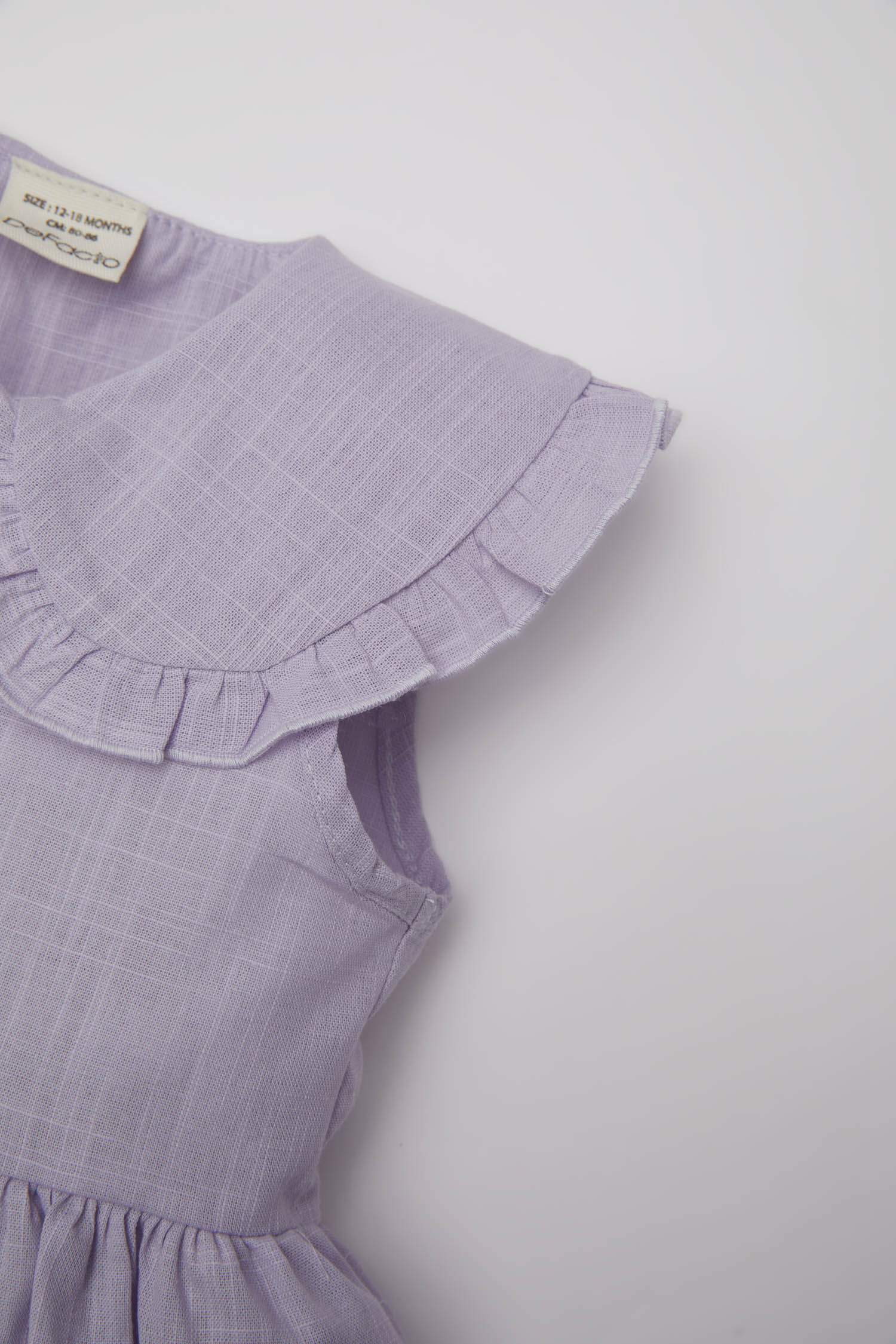 فستان بناتي بوبلين قصة عادية نص ردن بياخة مربعة