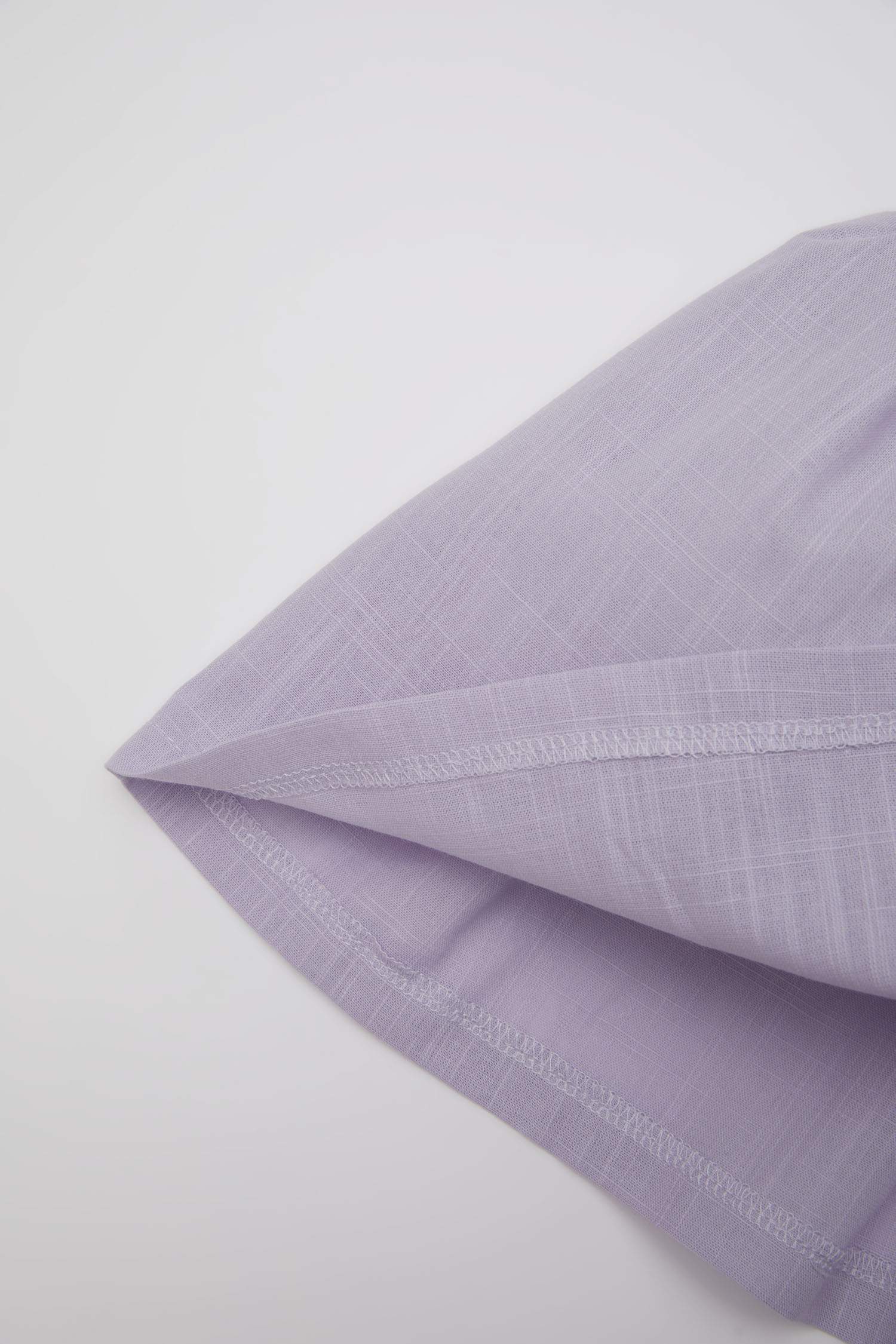 فستان بناتي بوبلين قصة عادية نص ردن بياخة مربعة