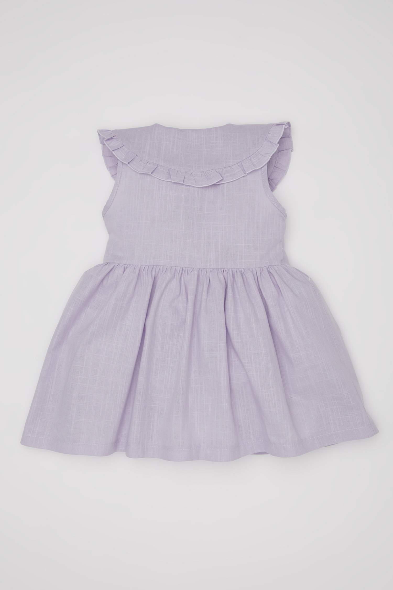 فستان بناتي بوبلين قصة عادية نص ردن بياخة مربعة