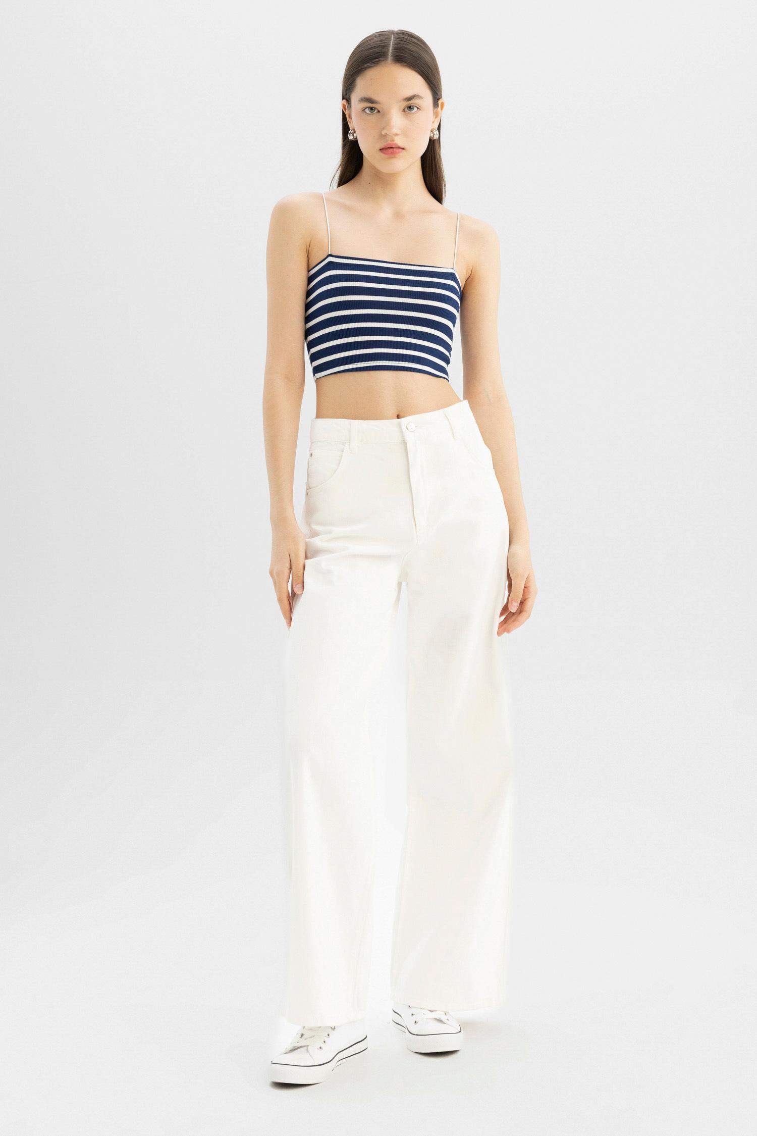 Lot de 2 Crop tops en ribana à bretelles