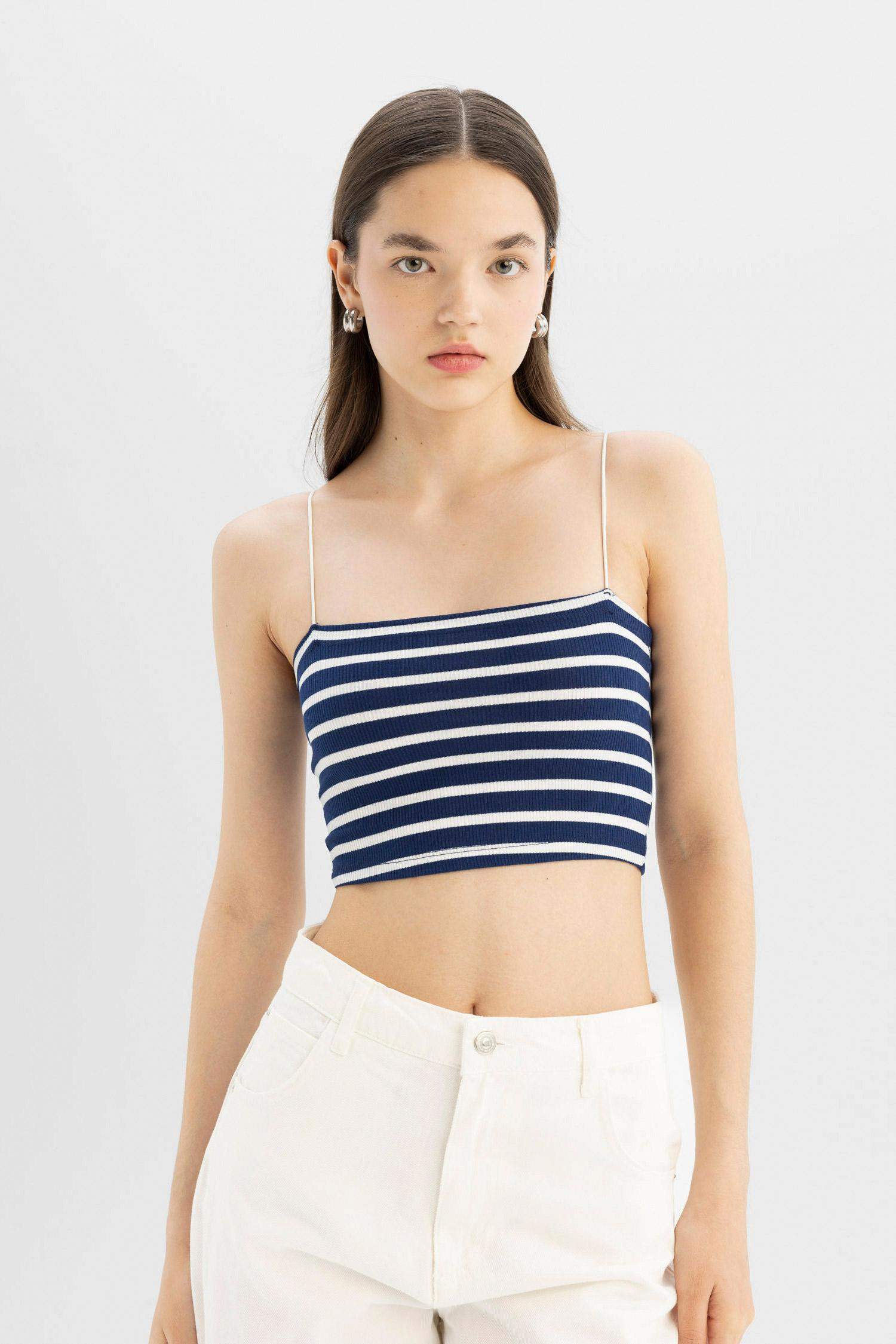 Lot de 2 Crop tops en ribana à bretelles