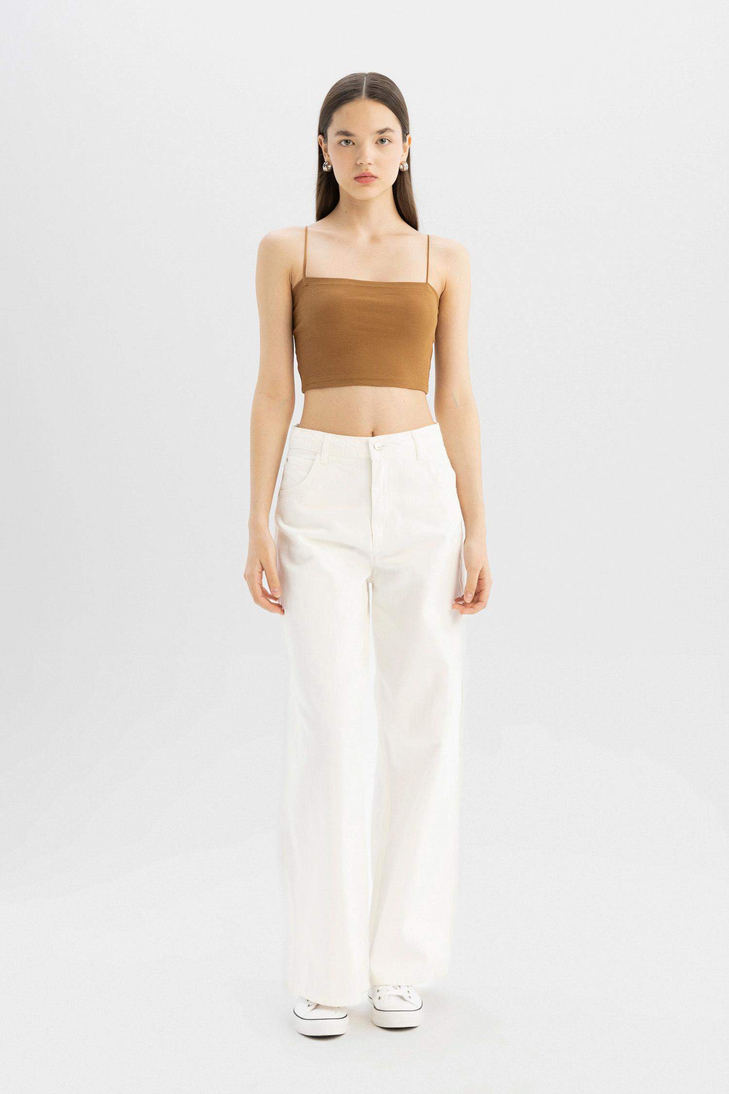 Lot de 2 Crop tops en ribana à bretelles