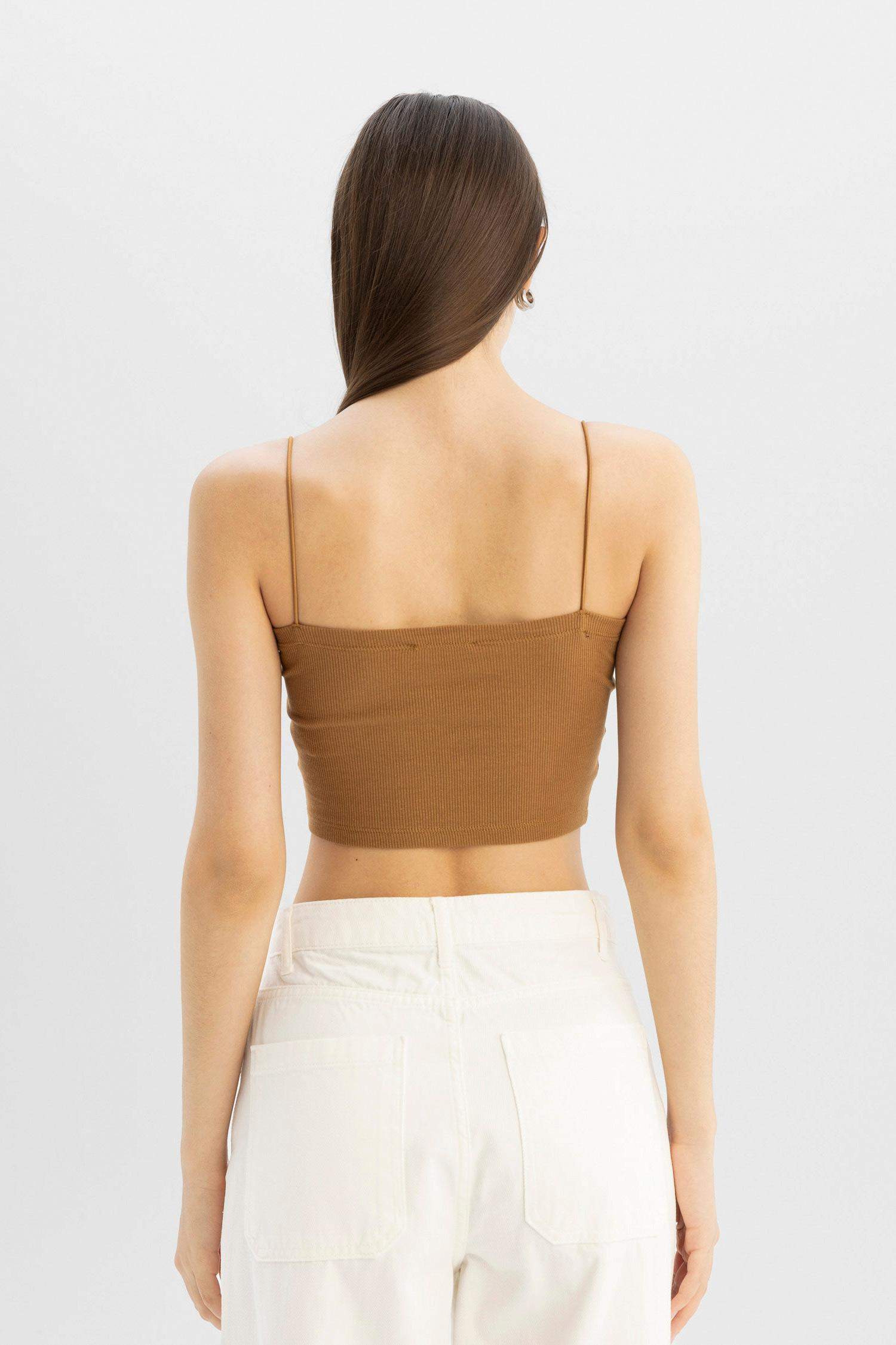 Lot de 2 Crop tops en ribana à bretelles