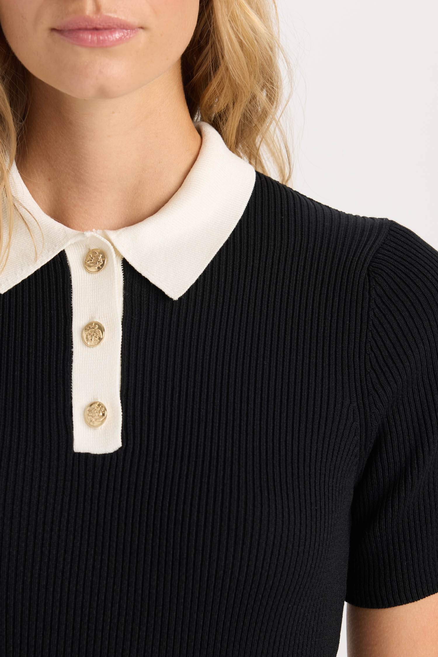 Robe à Col Polo en Ribana à coupe A-line