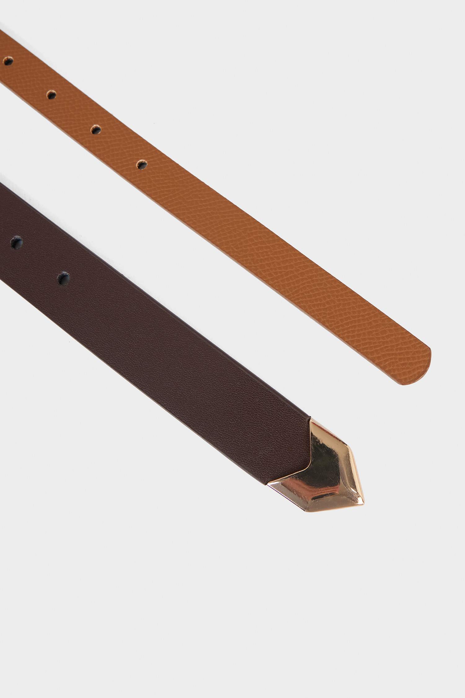 Woman Faux Leather 2 Piece Classic Belt