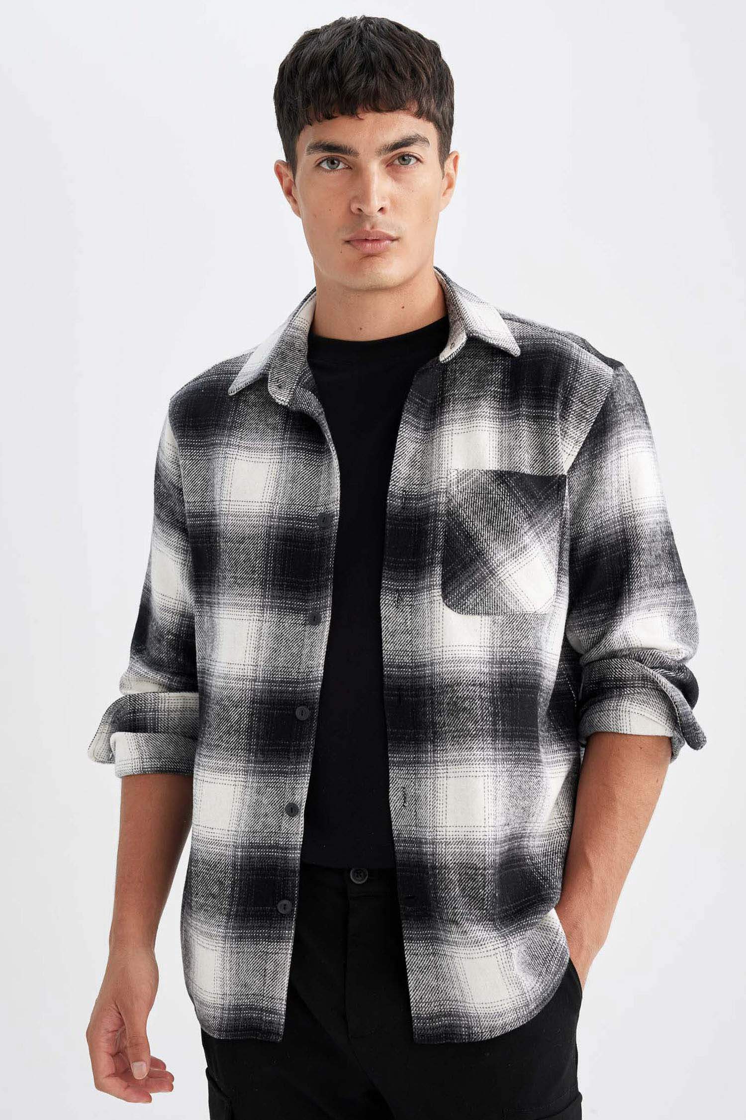 Regular Fit Polo Collar Checkered Shirt