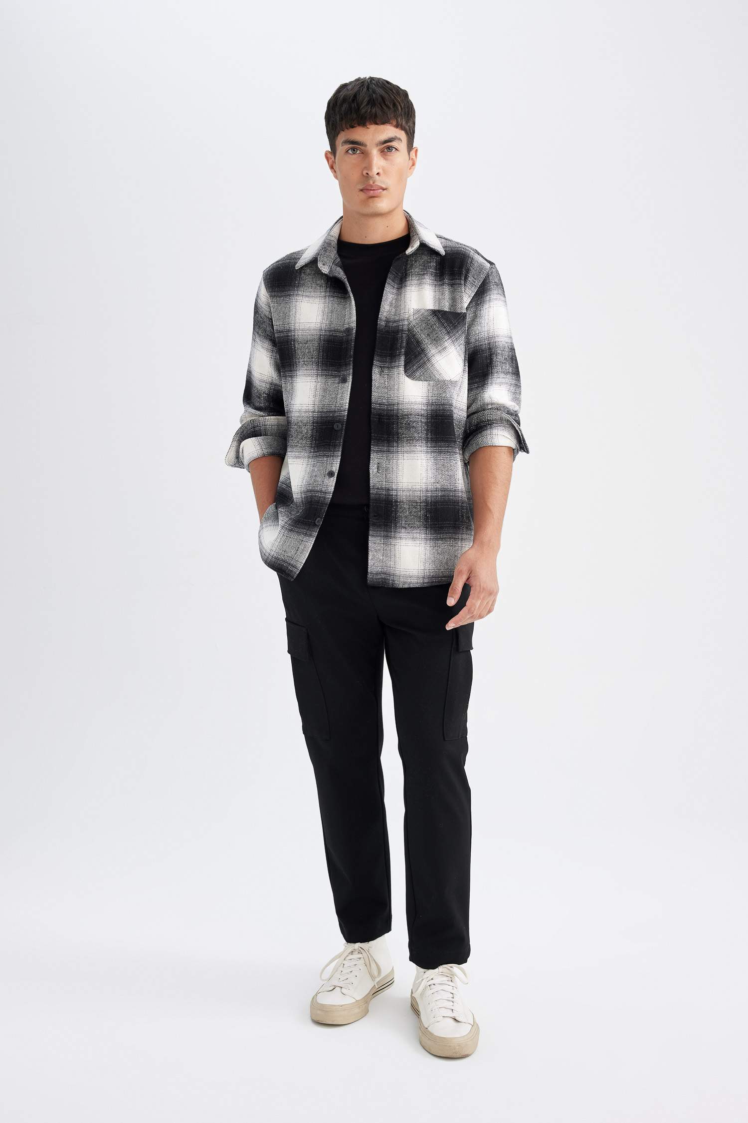 Regular Fit Polo Collar Checkered Shirt