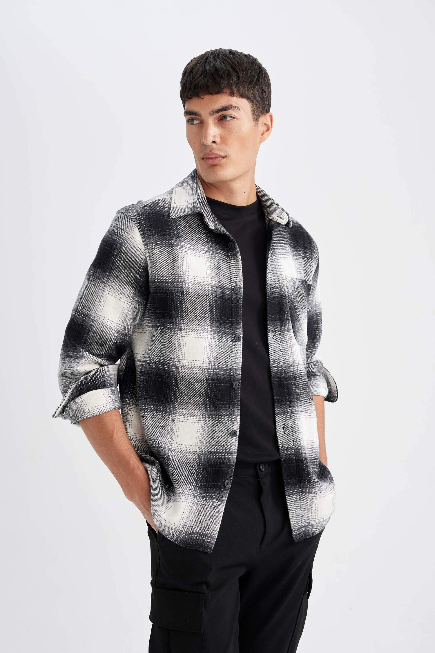 Regular Fit Polo Collar Checkered Shirt