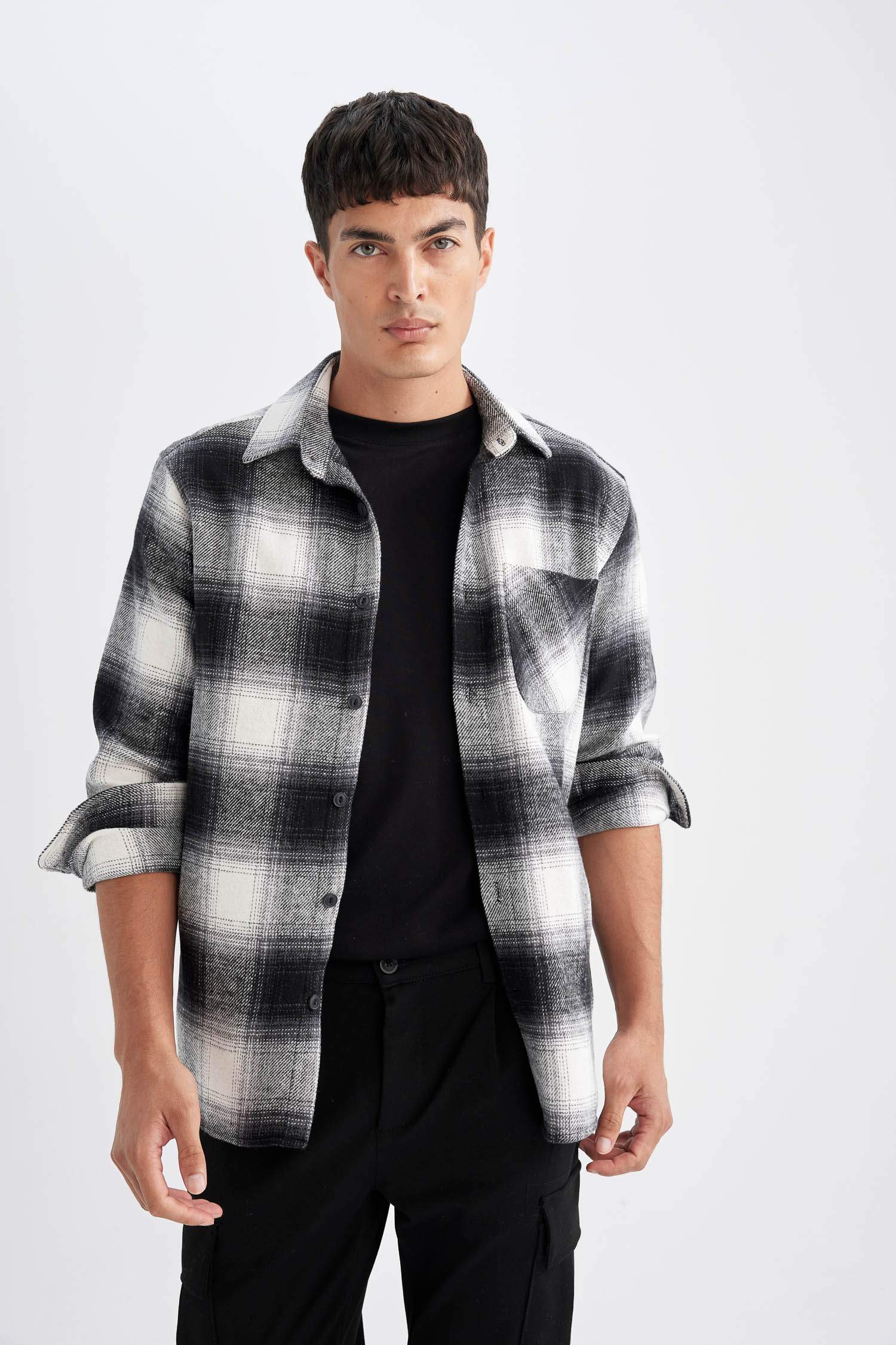 Regular Fit Polo Collar Checkered Shirt