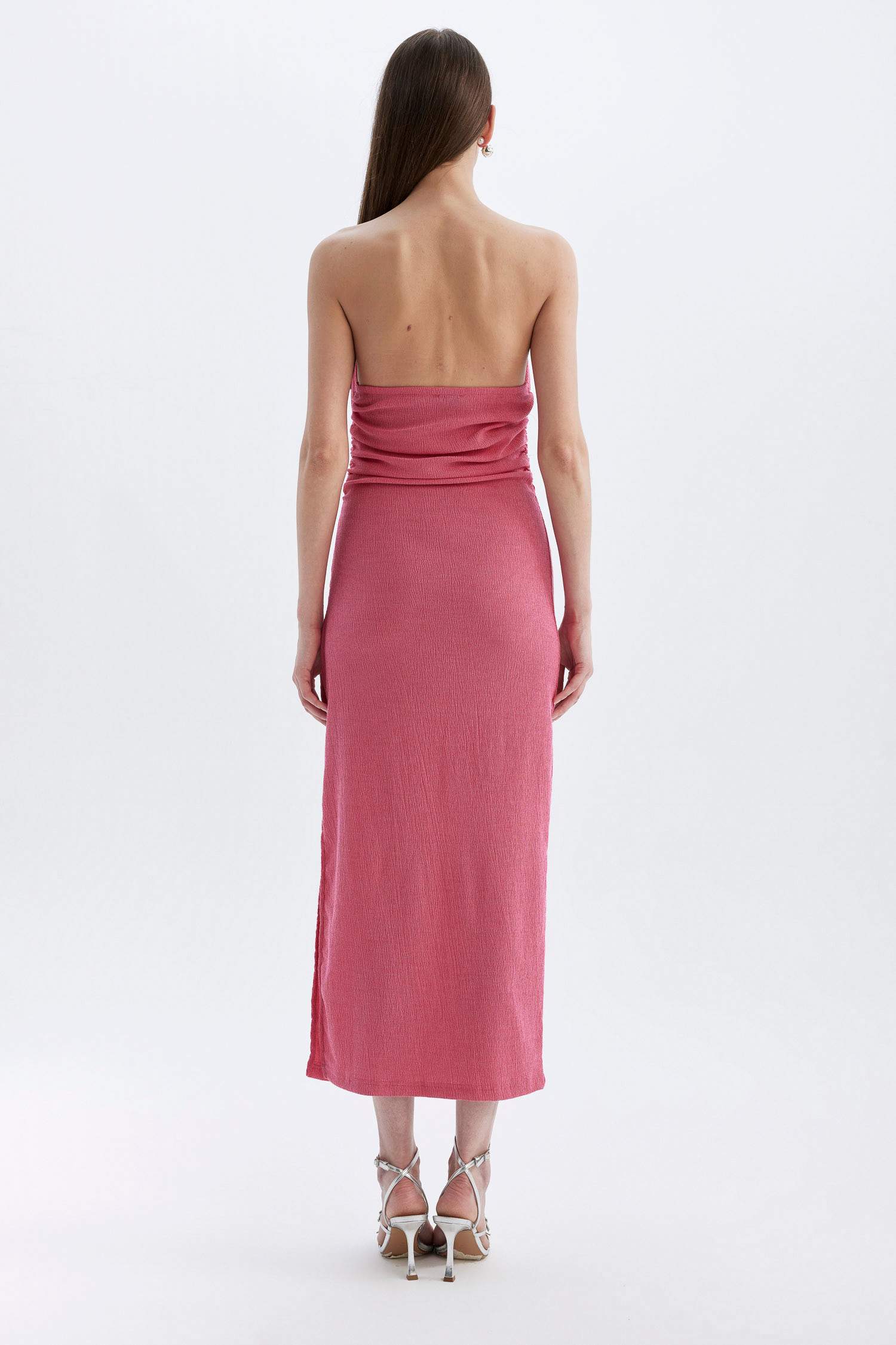 فستان ميدي منسوج بوديكون بدون حمالات