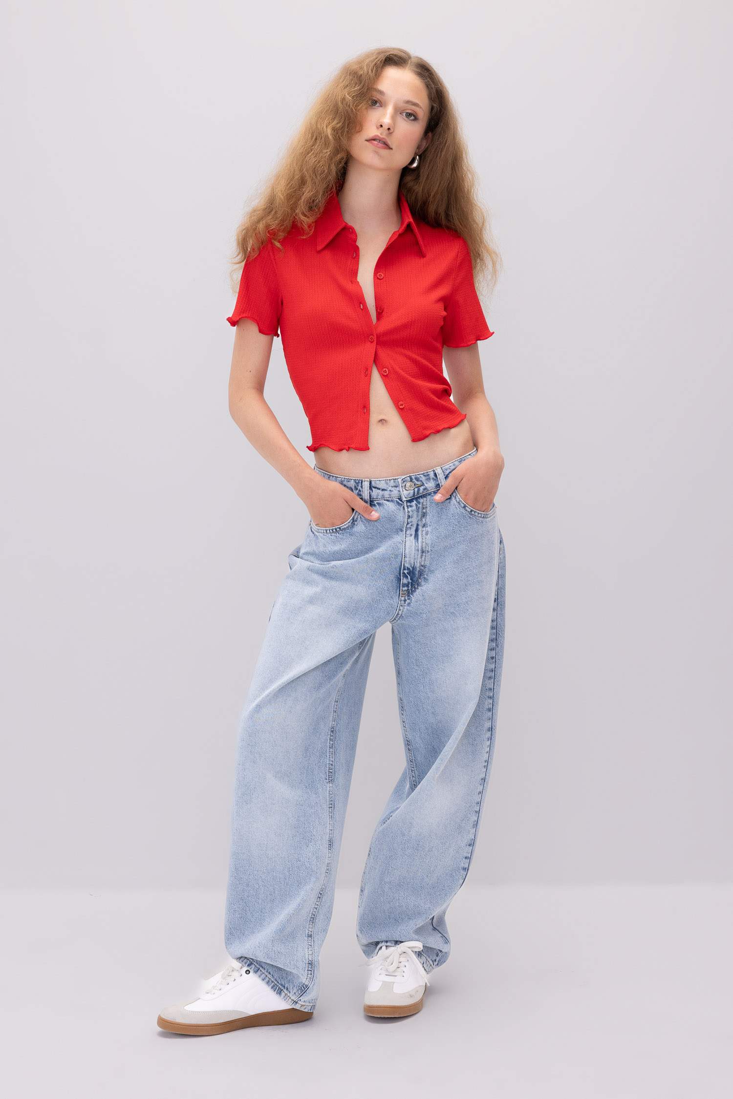 Fitted Bürümcük Kısa Kollu Gömlek