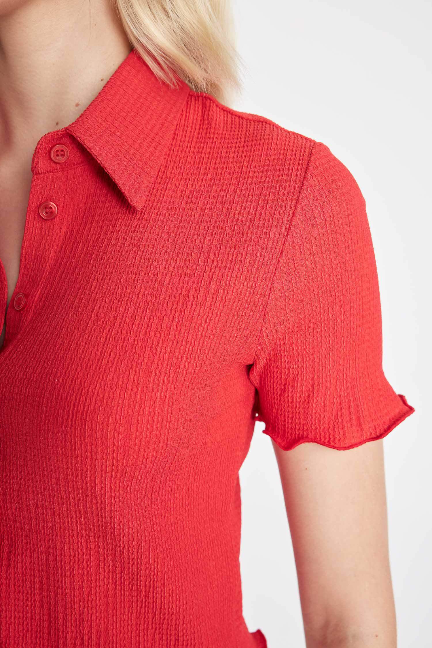 Fitted Bürümcük Kısa Kollu Gömlek