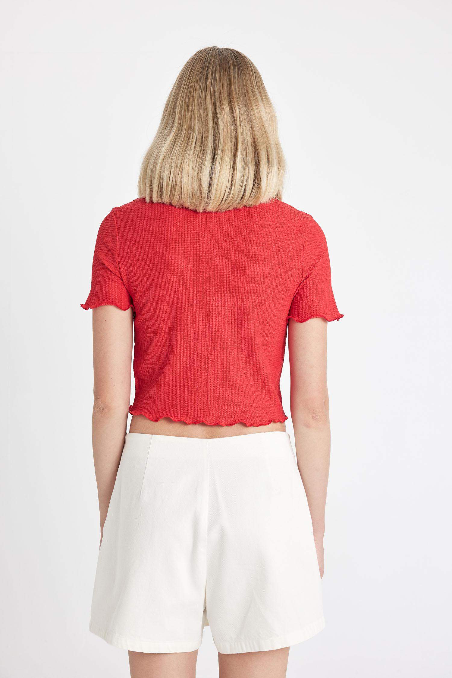 Fitted Bürümcük Kısa Kollu Gömlek