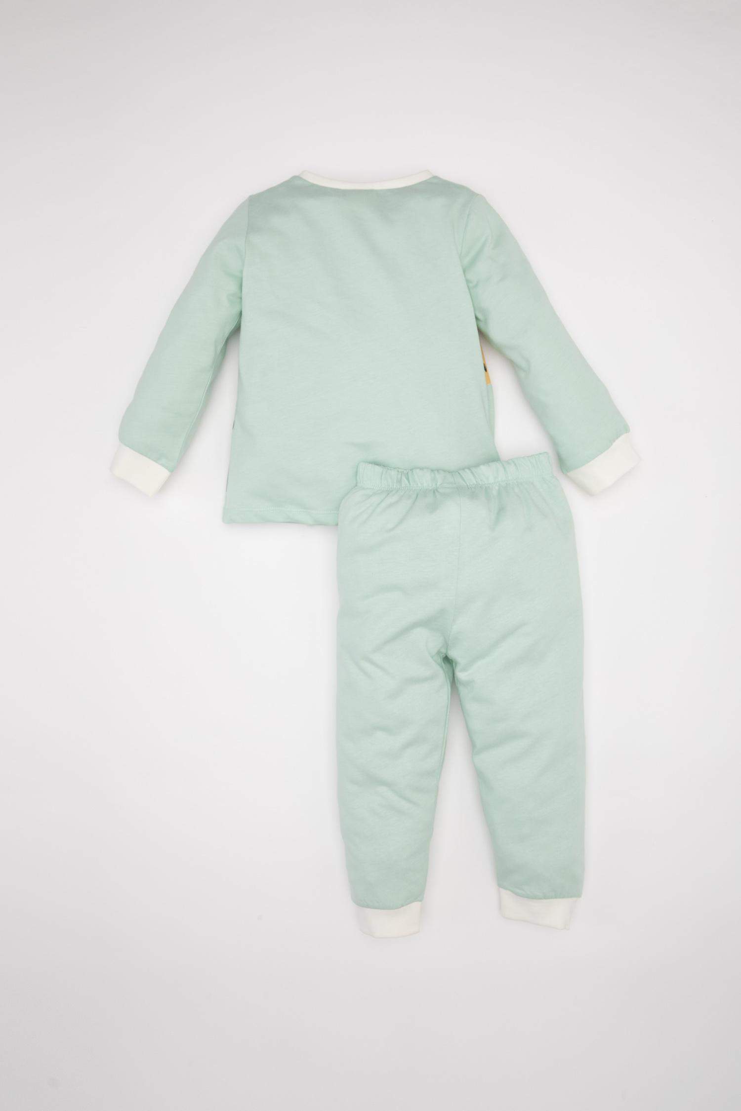 Erkek Bebek 4'lü Pijama Takımı Dinozor Baskılı Penye Uzun Kollu Üst Uzun Alt