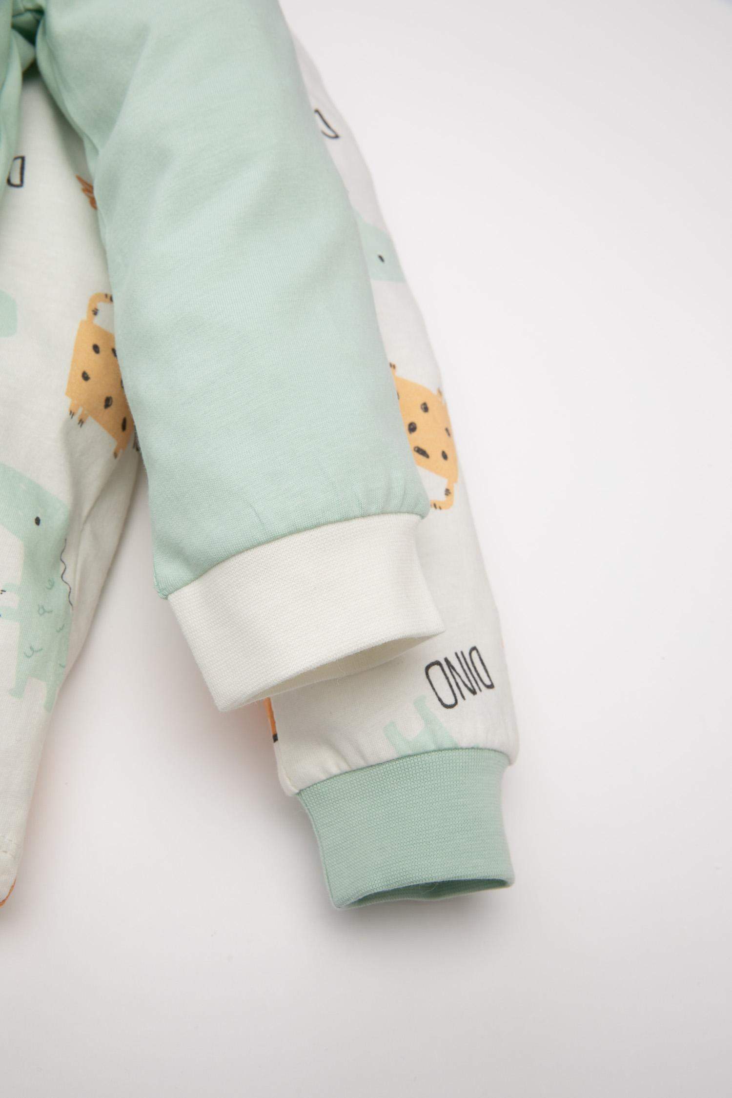 Erkek Bebek 4'lü Pijama Takımı Dinozor Baskılı Penye Uzun Kollu Üst Uzun Alt