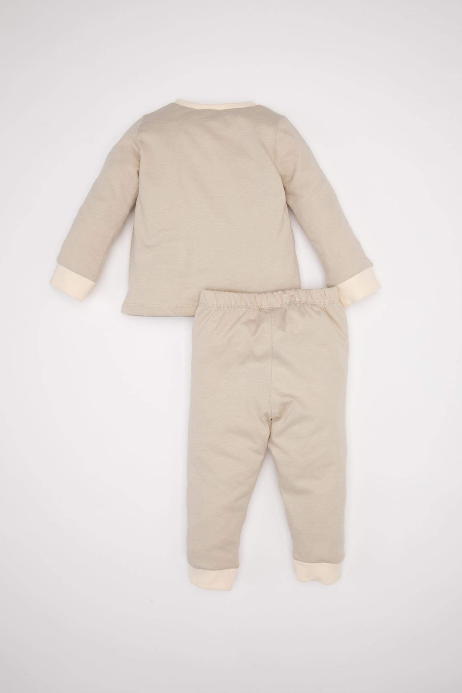 Erkek Bebek 4'lü Pijama Takım Araç Baskılı Penye Uzun Kollu Üst Beli Lastikli Uzun Alt