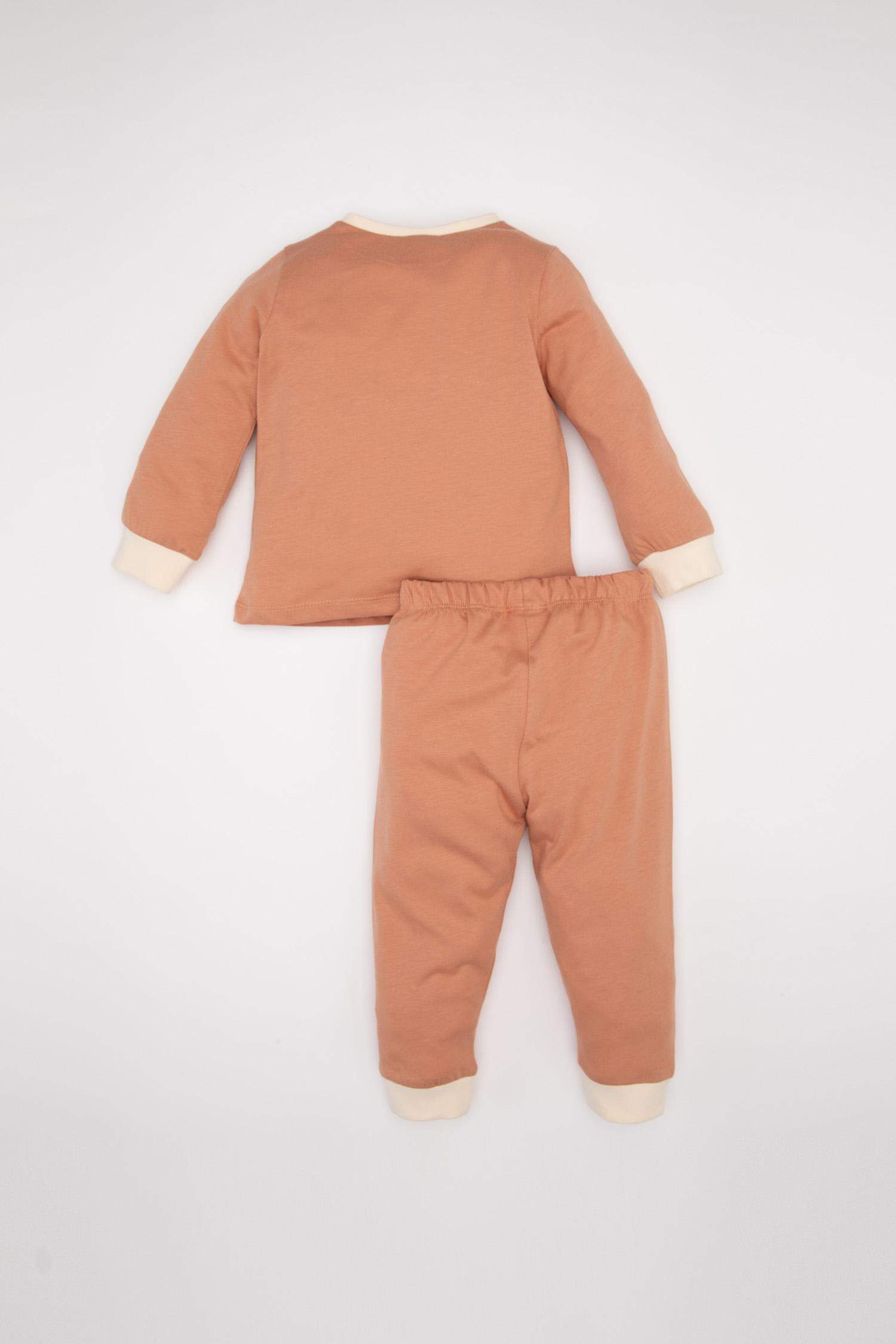 Erkek Bebek 4'lü Pijama Takım Araç Baskılı Penye Uzun Kollu Üst Beli Lastikli Uzun Alt