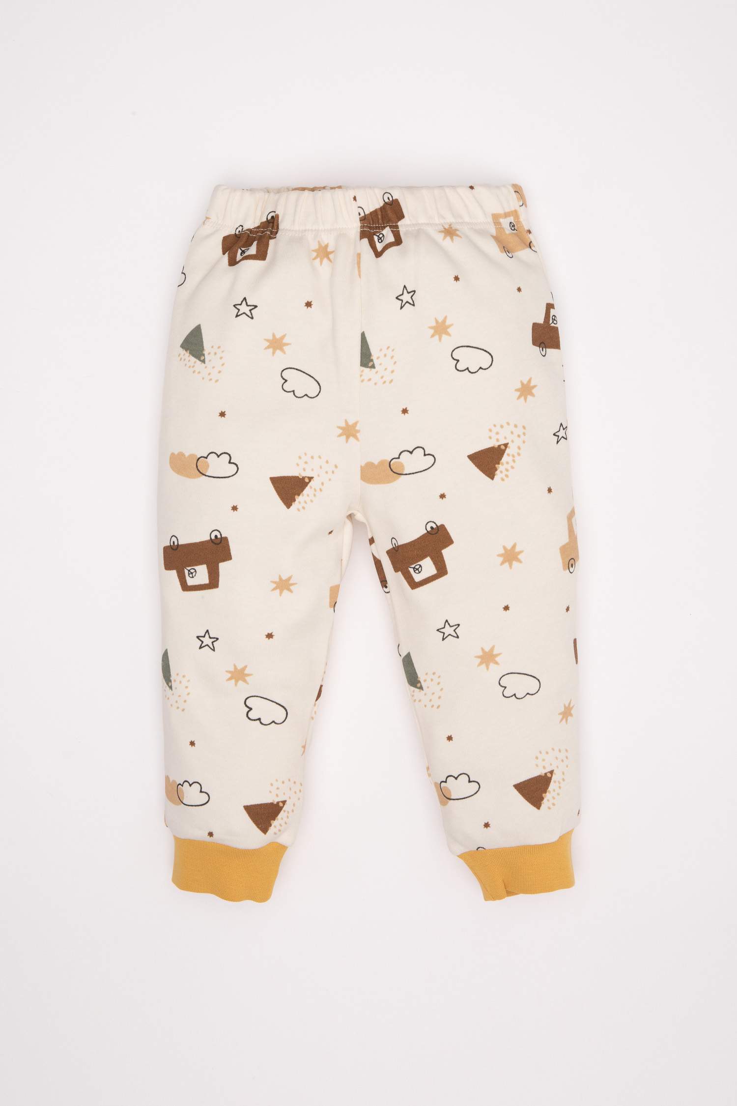 Erkek Bebek Pijama Takımı Araç Desenli Uzun Kollu Üst Uzun Alt