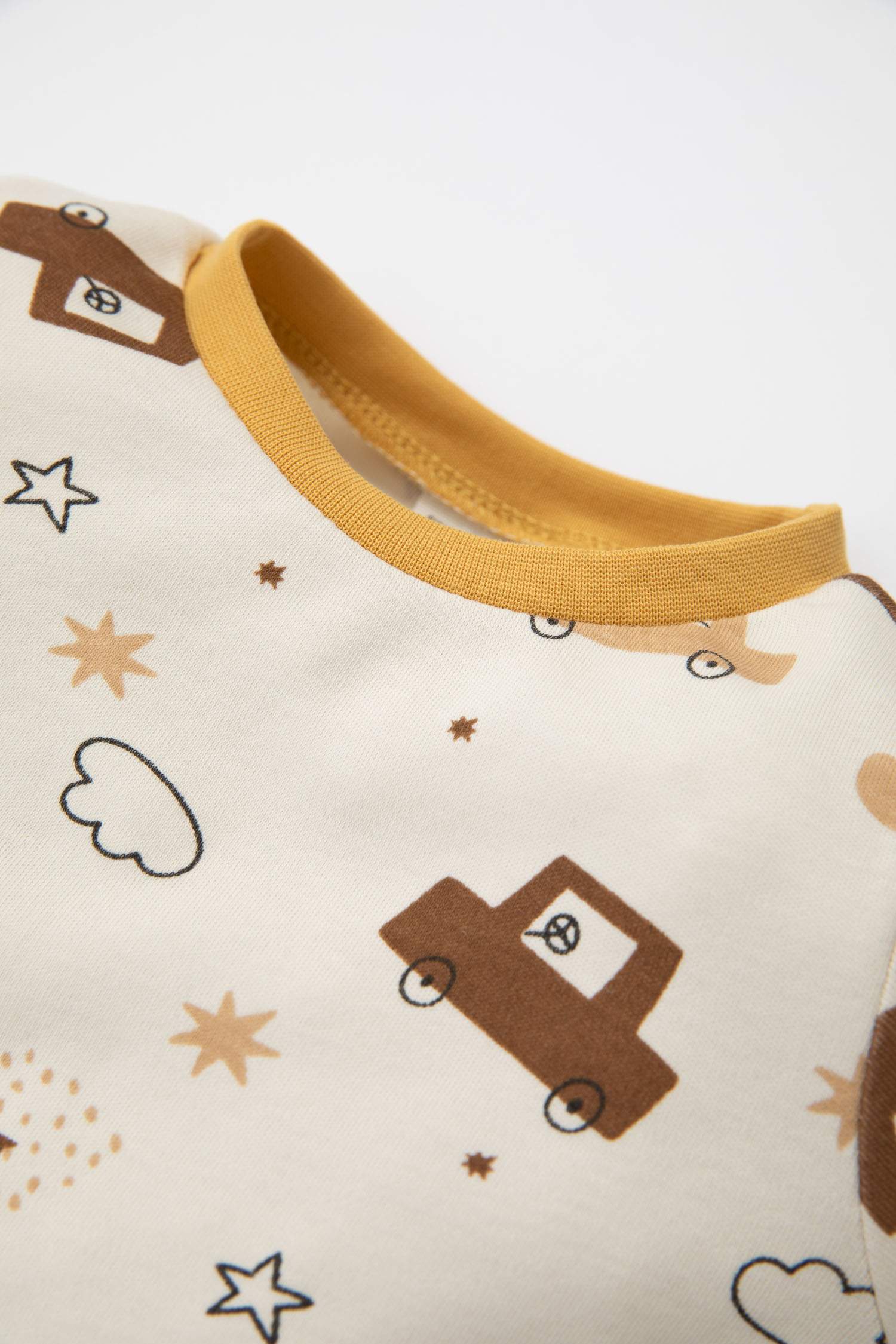 Erkek Bebek Pijama Takımı Araç Desenli Uzun Kollu Üst Uzun Alt