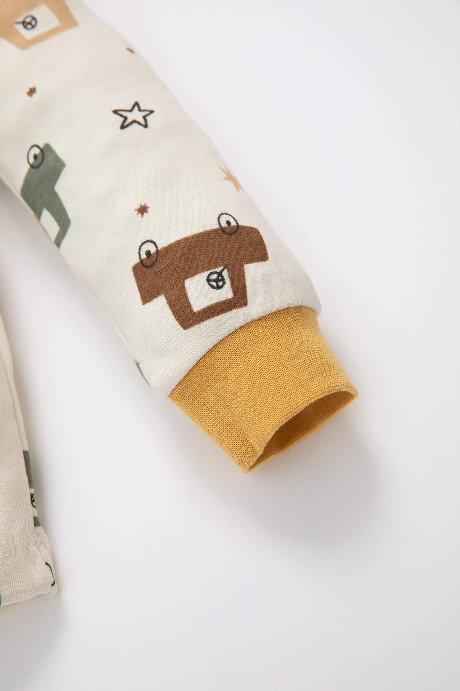 Erkek Bebek Pijama Takımı Araç Desenli Uzun Kollu Üst Uzun Alt