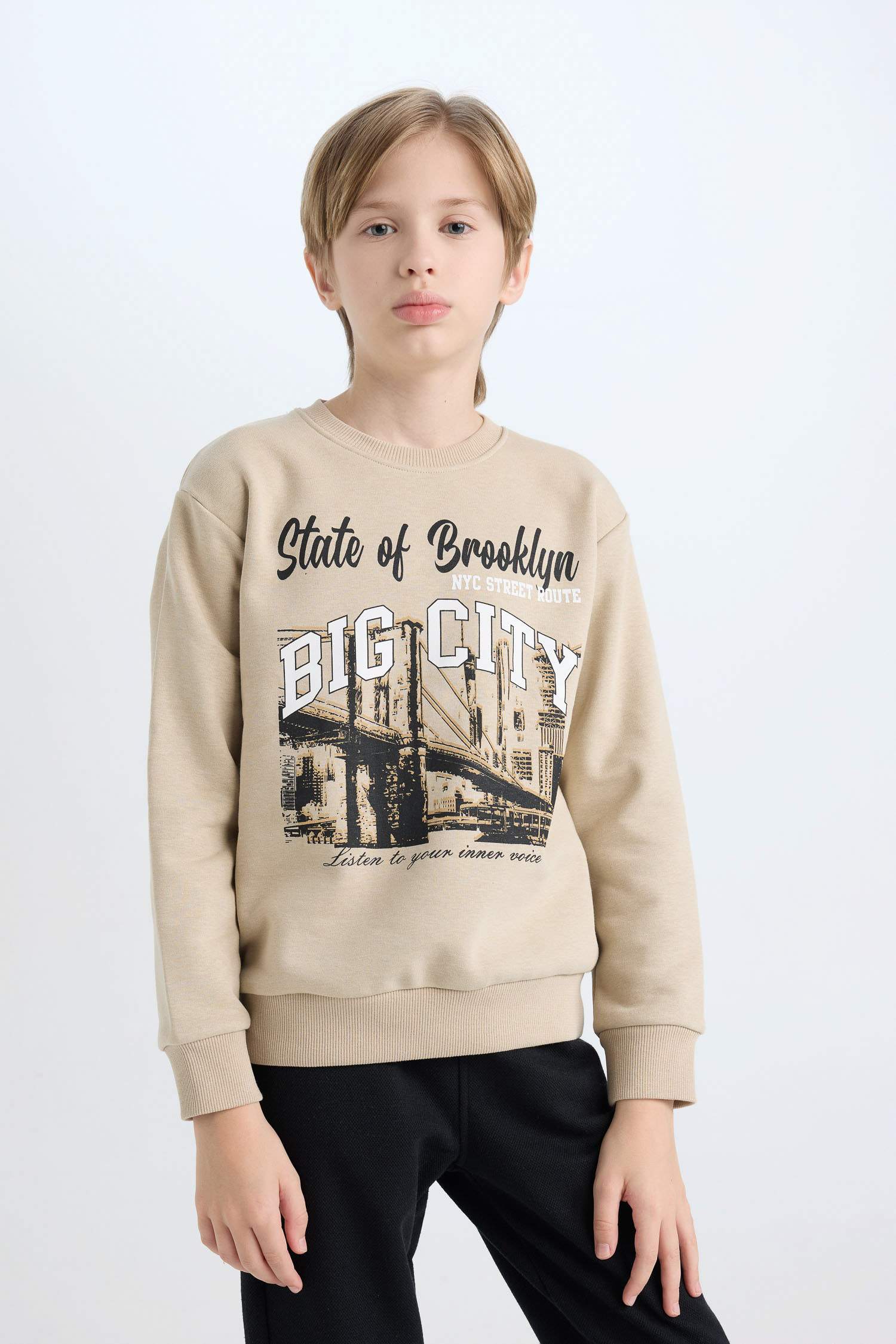 Erkek Çocuk 2'li Takım Baskılı Sweatshirt Beli Lastikli Jogger Eşofman Altı