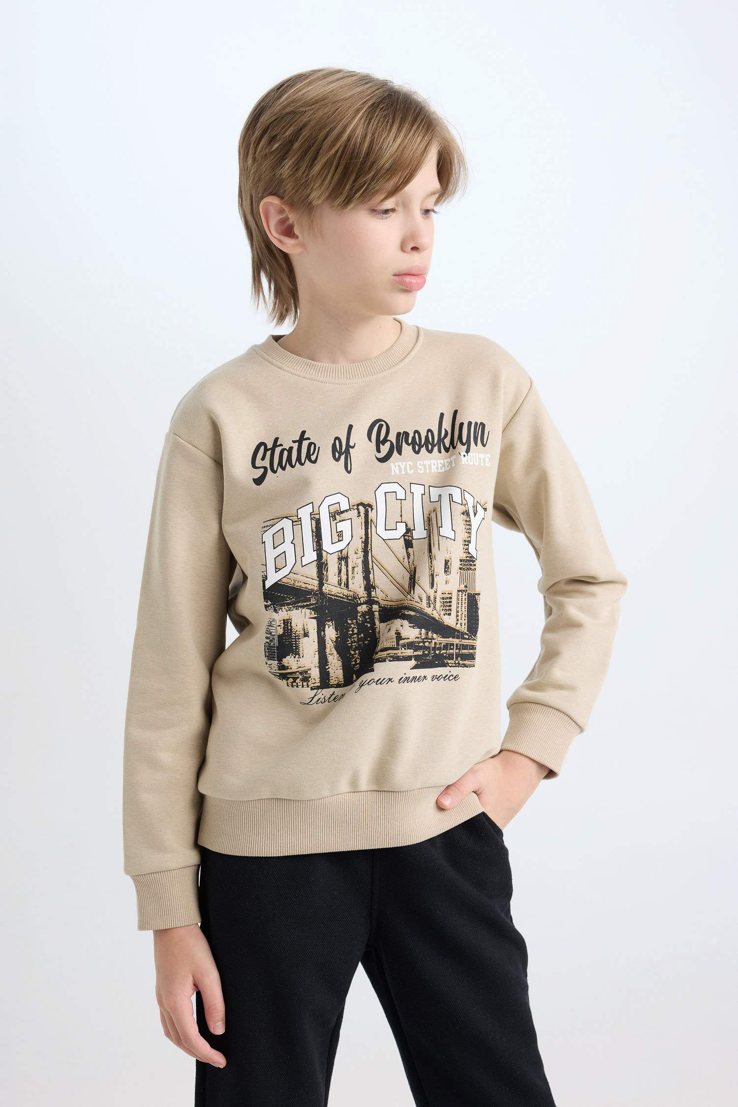 Erkek Çocuk 2'li Takım Baskılı Sweatshirt Beli Lastikli Jogger Eşofman Altı