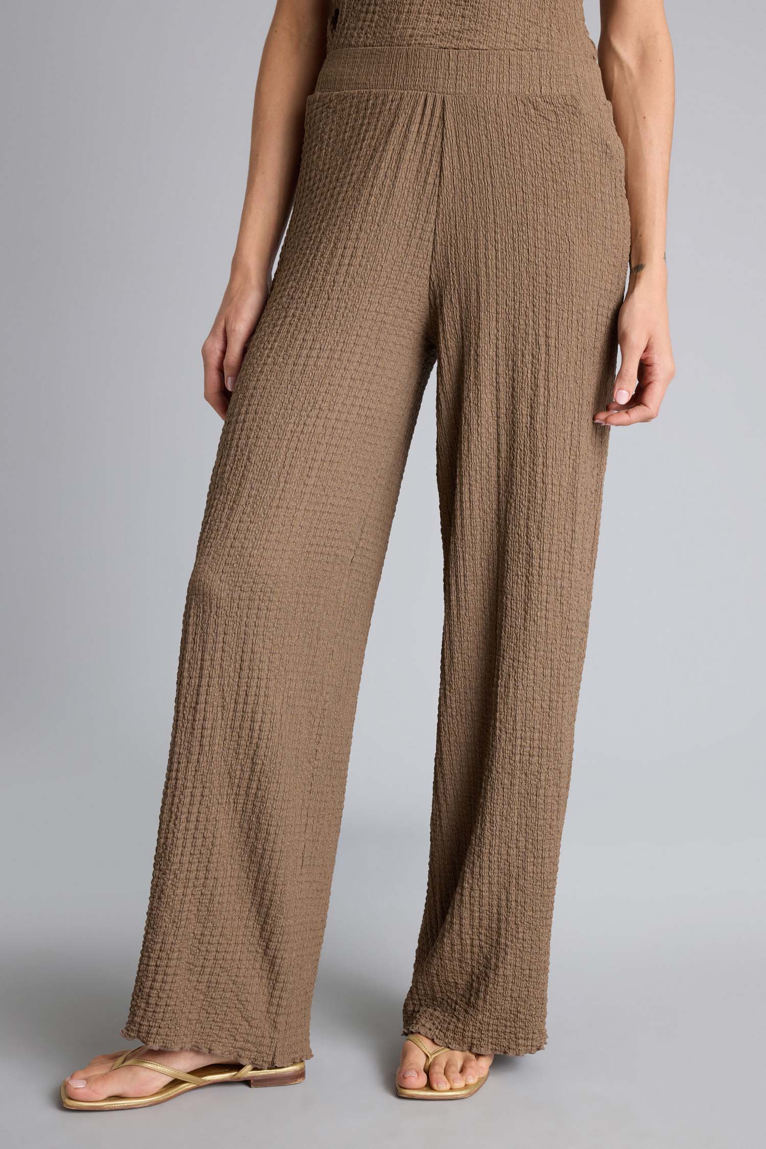 DeFacto Wide Leg Geniş Bol Paça Kırışık Dokulu Pantolon görsel 3