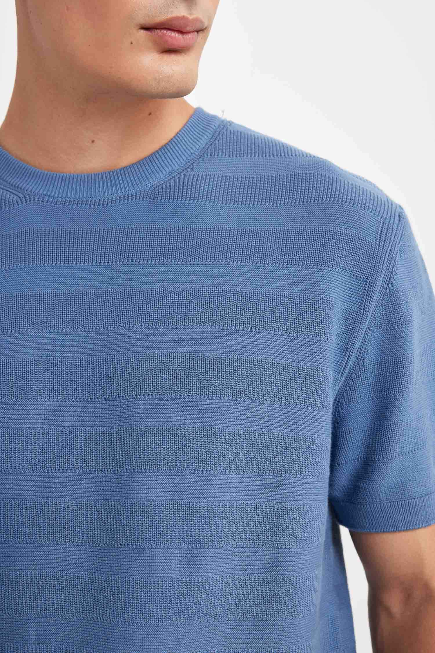 Standard Fit Regular Cut Crew Neck Cotton Knit T-Shirt