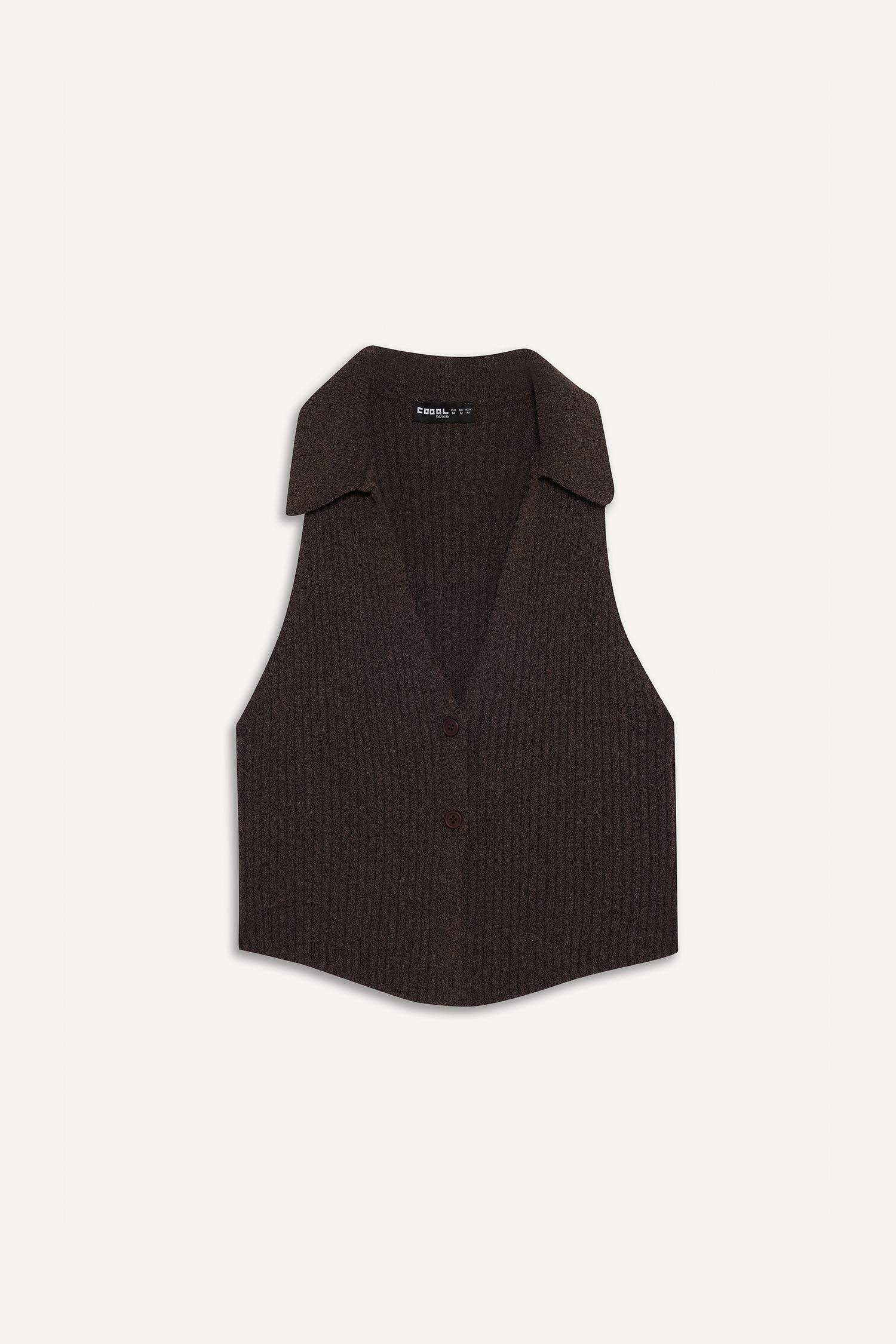 Slim Fit Dar Kesim Düğmeli Triko Yelek