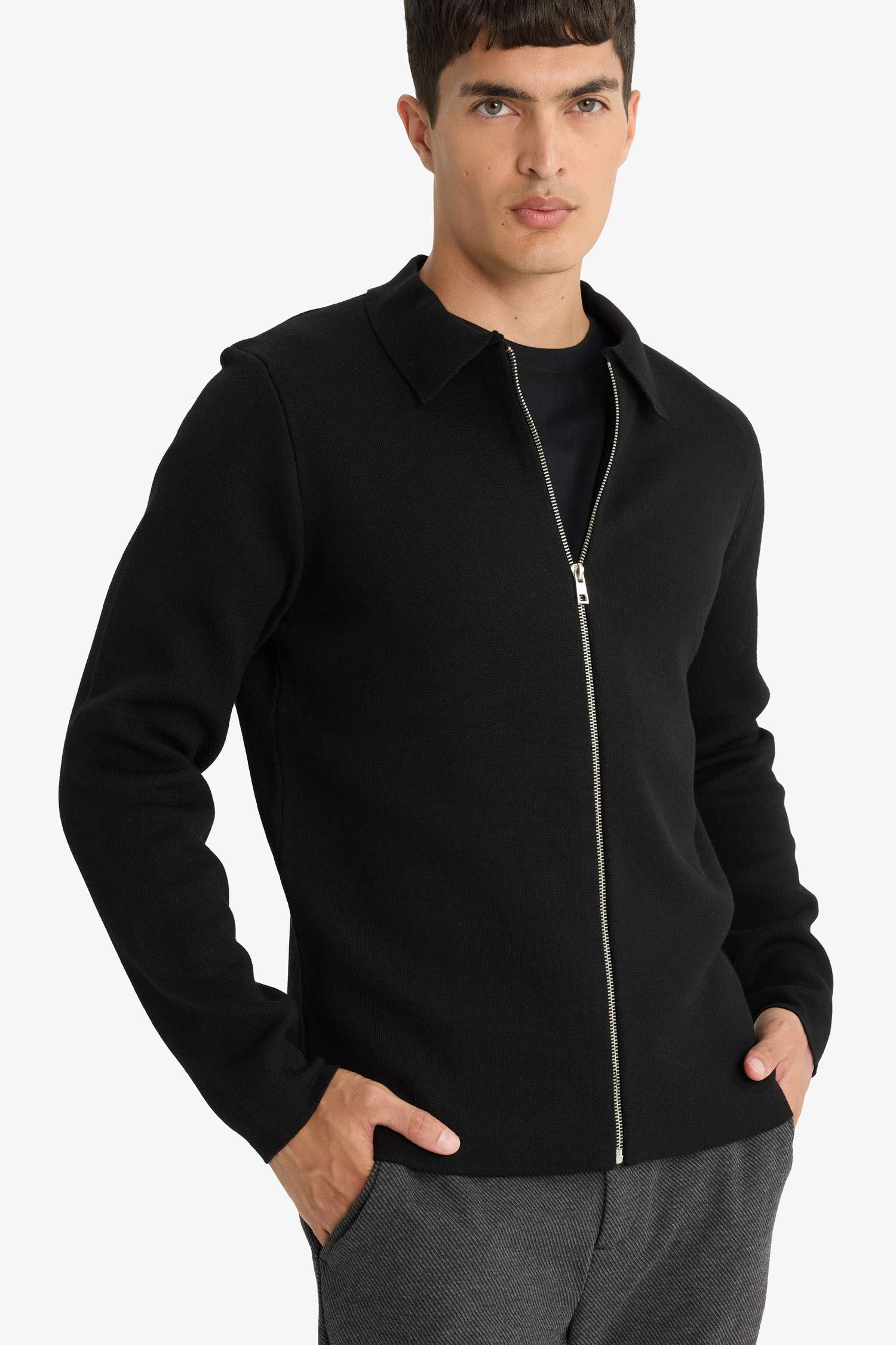 Standard Fit Polo Collar Knitwear Cardigan
