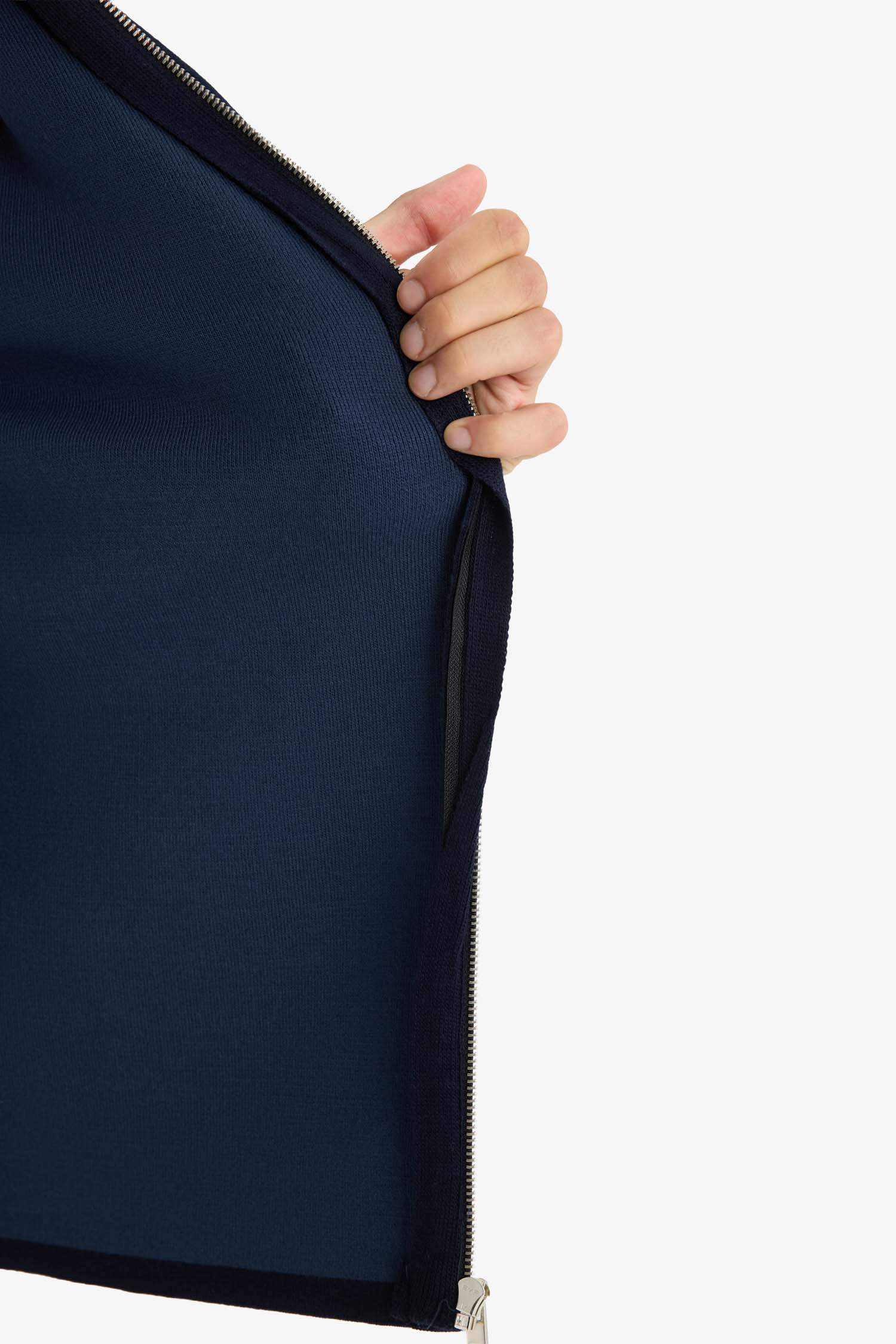 Standart Fit Polo Yaka Basic Düz Fermuarlı Triko Hırka