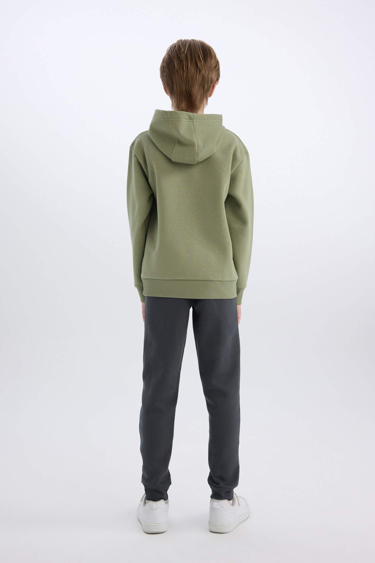 Erkek Çocuk 2'li Takım Kapüşonlu Baskılı Sweatshirt Beli Paçası Lastikli Eşofman Altı