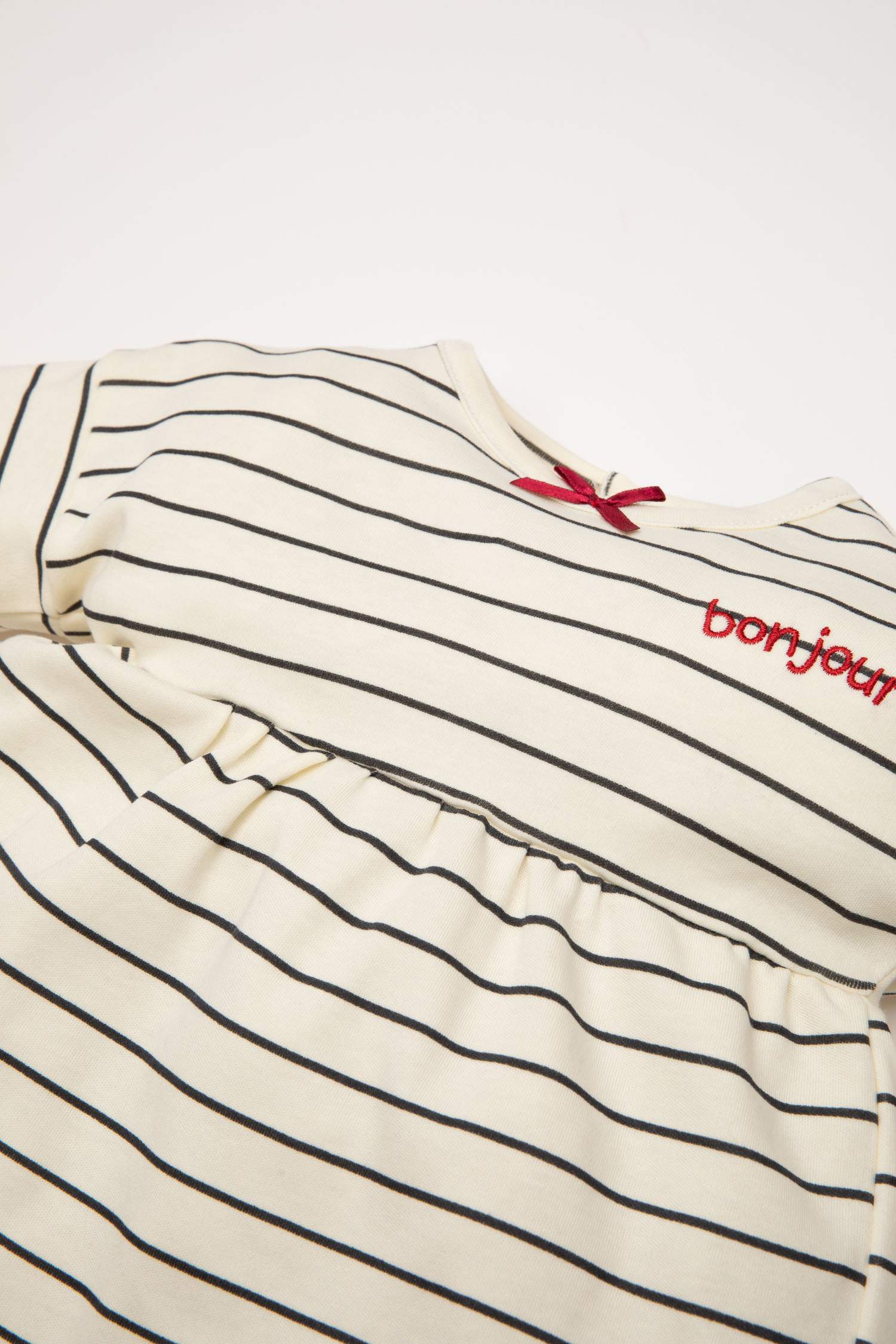 Kız Bebek Pijama Takım Çizgili Uzun Kollu Üst Beli Lastikli Uzun Alt