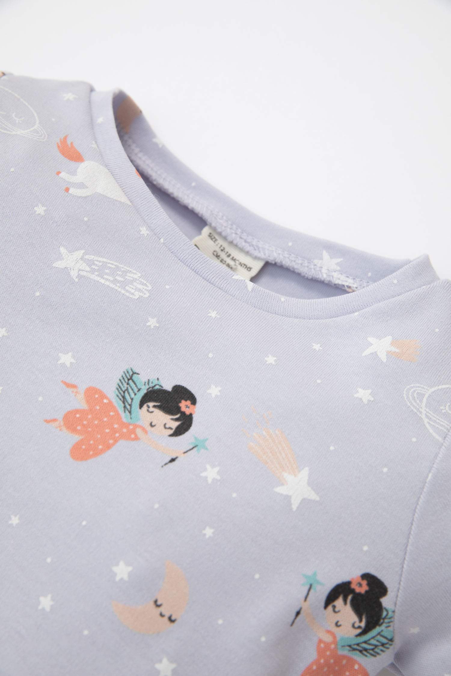 Kız Bebek Pijama Takım Desenli Uzun Kollu Üst Beli Lastikli Uzun Alt