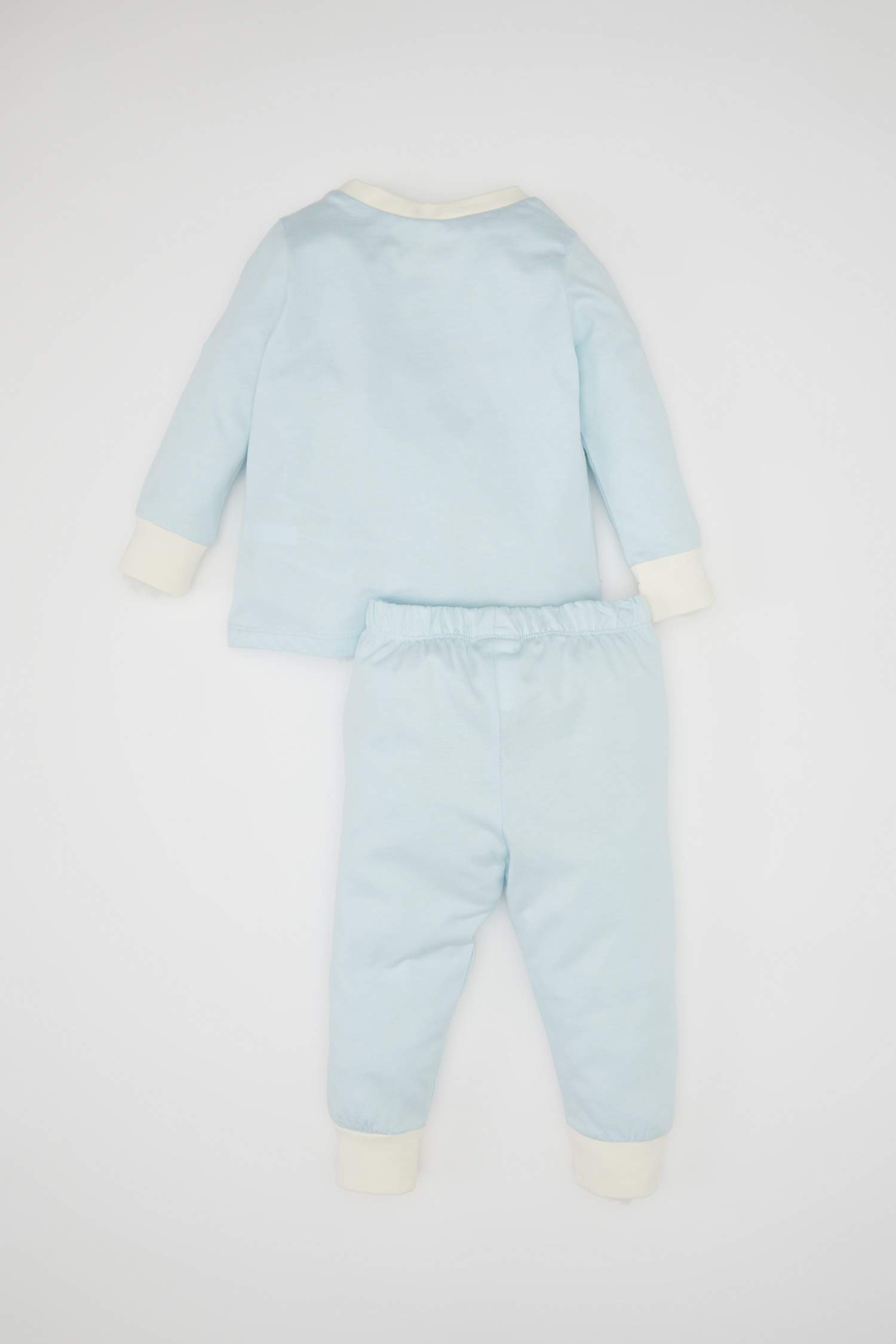 طقم بيجاما بناتي بطبعة شعار ممشط برقبة مستديرة - 4 قطع