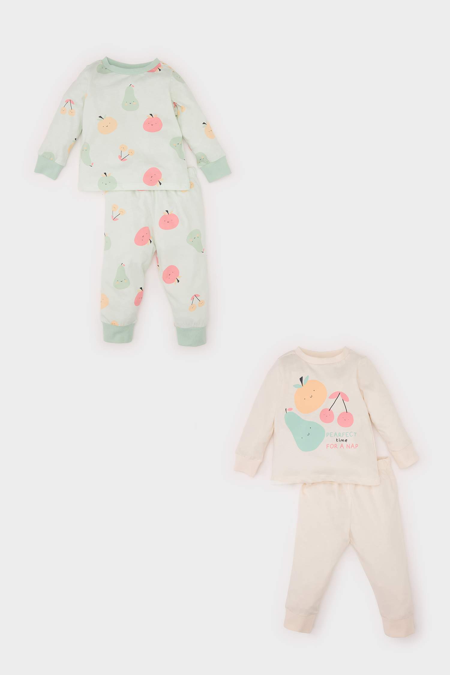 2 Ensembles de Pyjama en coton à motifs de fruits et manches longues pour BéBé Fille