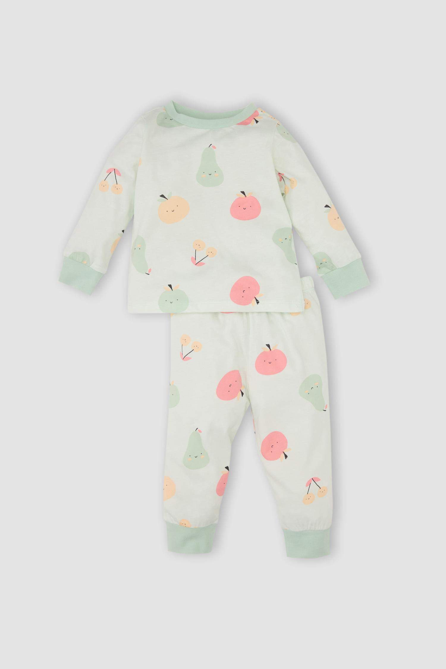 2 Ensembles de Pyjama en coton à motifs de fruits et manches longues pour BéBé Fille