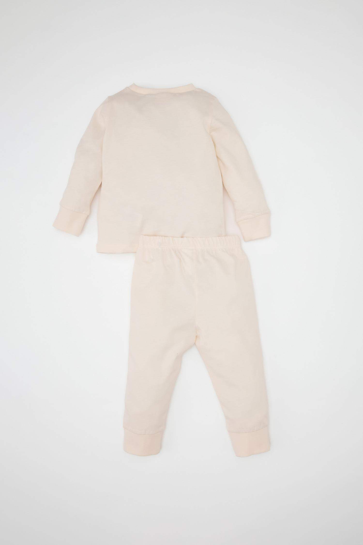 Baby Girl Fruit Patterned Cotton Long Sleeve Top Bottom 4 Piece Pajama Set