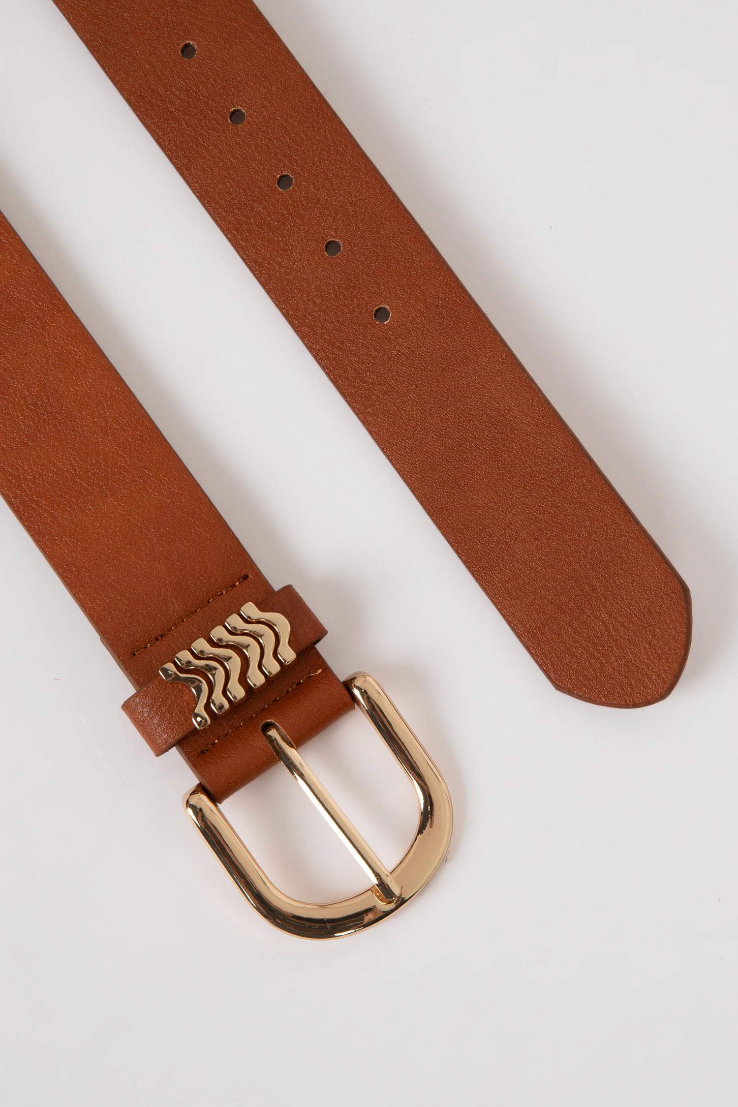 Woman Faux Leather Gold Buckle Classic Denim Belt