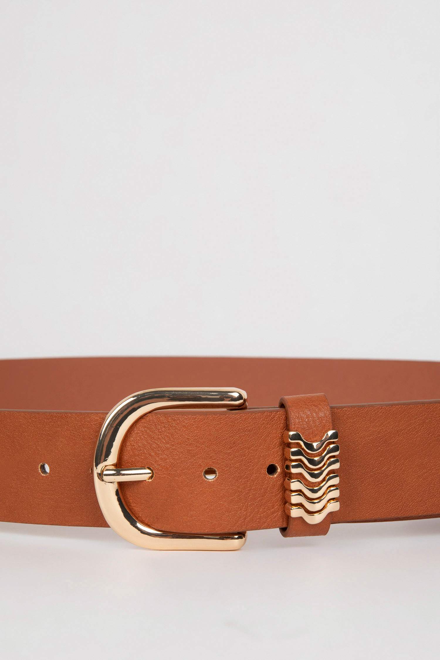 Woman Faux Leather Gold Buckle Classic Denim Belt